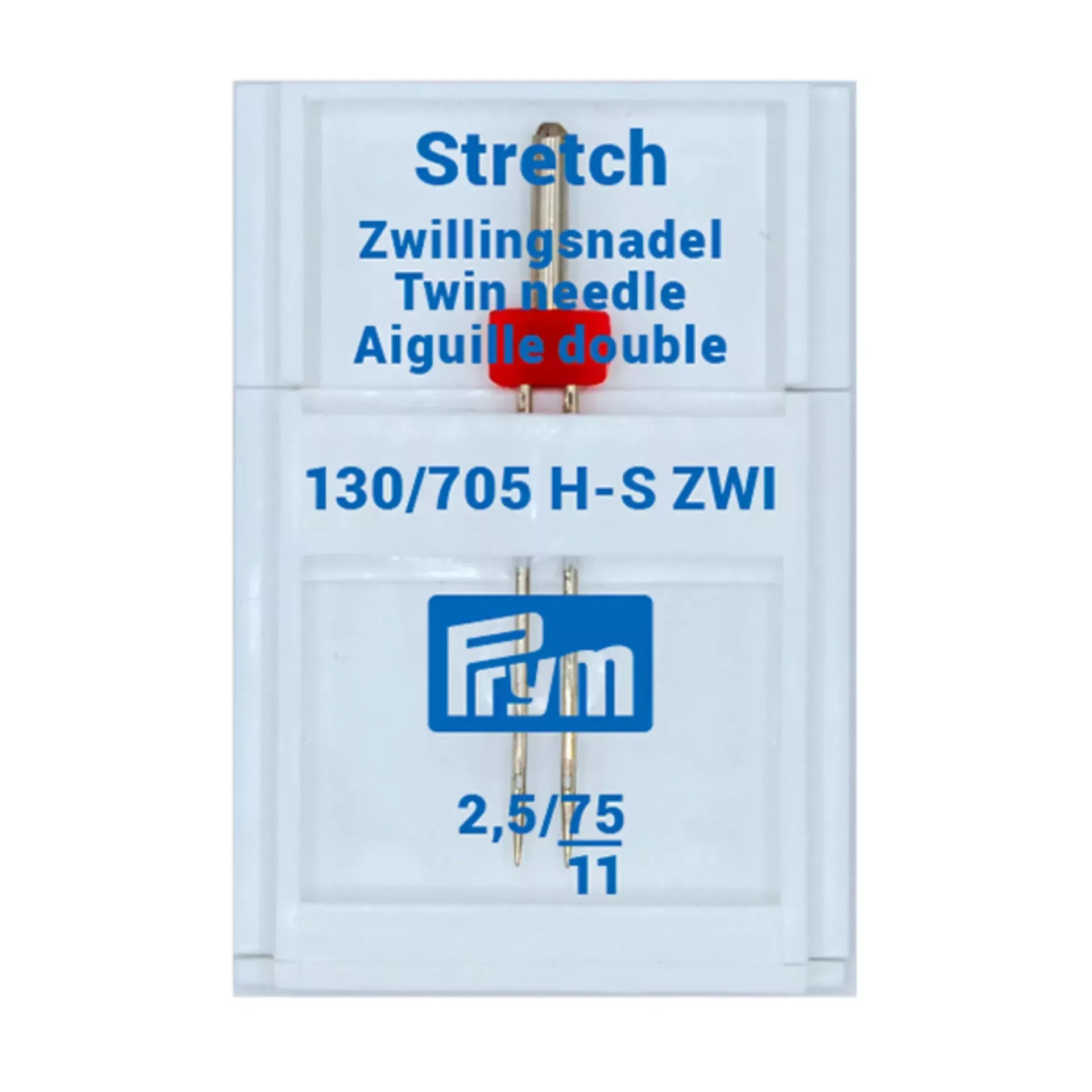 Prym double sewing machine needles, 130/705 H-S ZWI, 2.5/75.