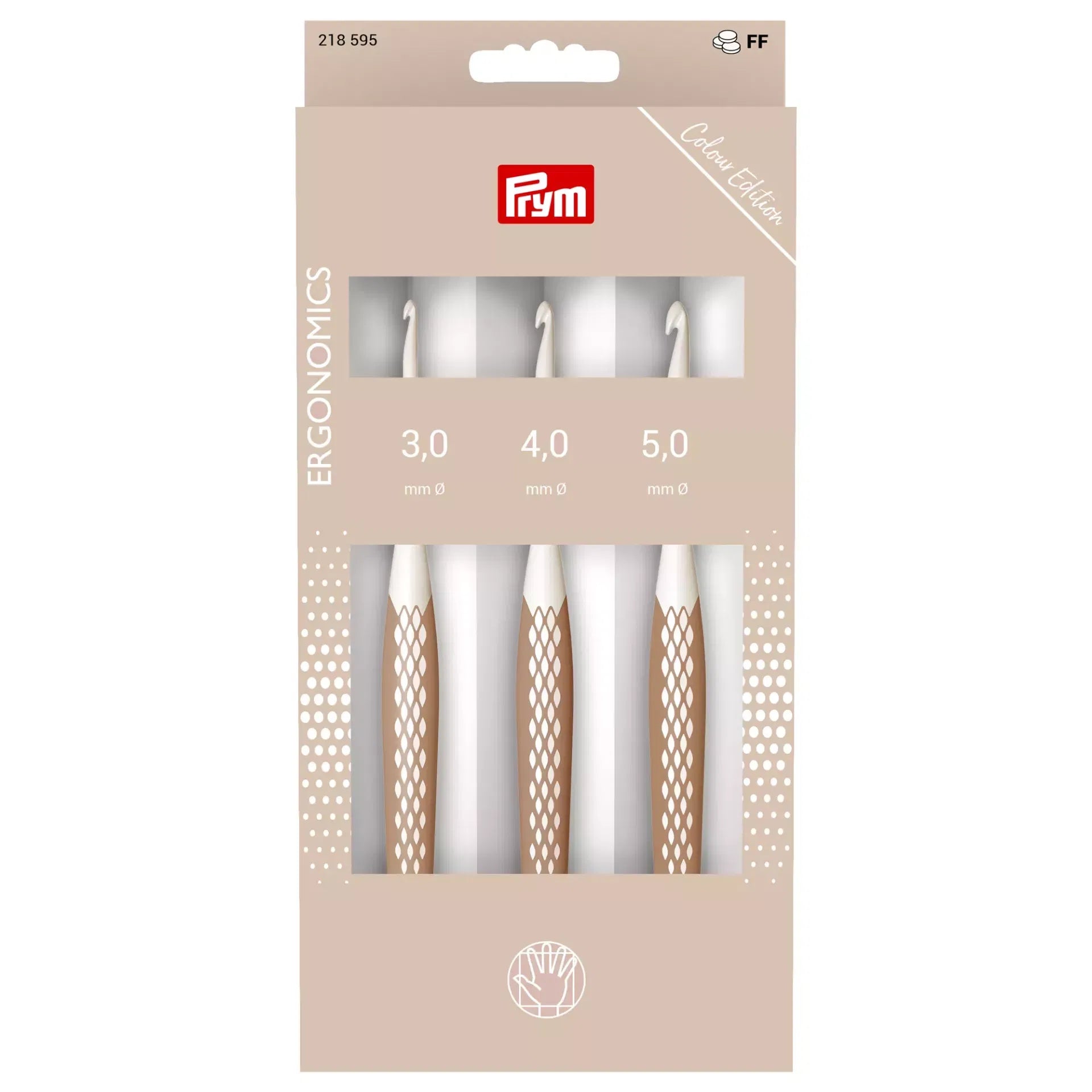Prym Ergonomic Crochet Hook Set for Wool – Taupe, 3-Piece