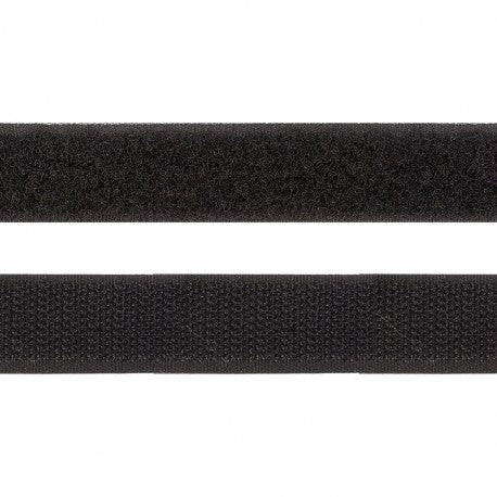 Black polyamide hook and loop fastener tape, 20mm wide.