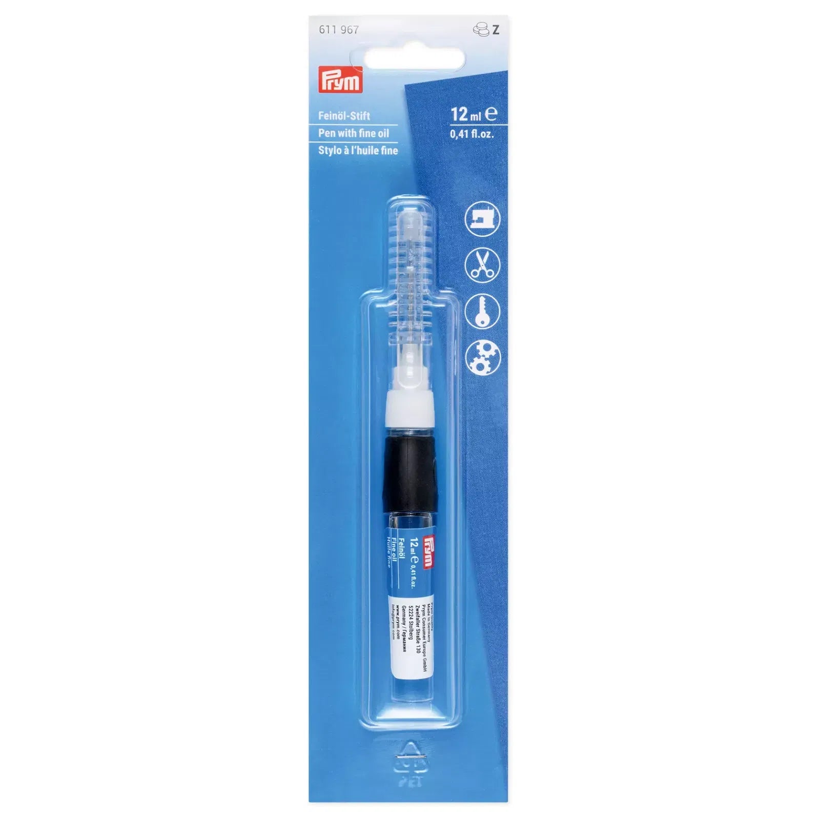 Prym Fine Oil Pen 12ml – Transparent Body with Anti-Slip Grip