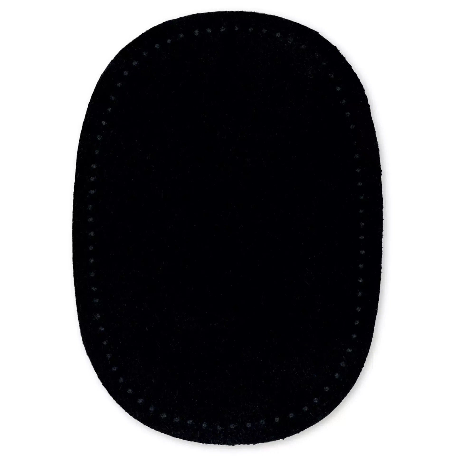 Oval black suede sew-on patches with pre-punched holes for elbows or knees.