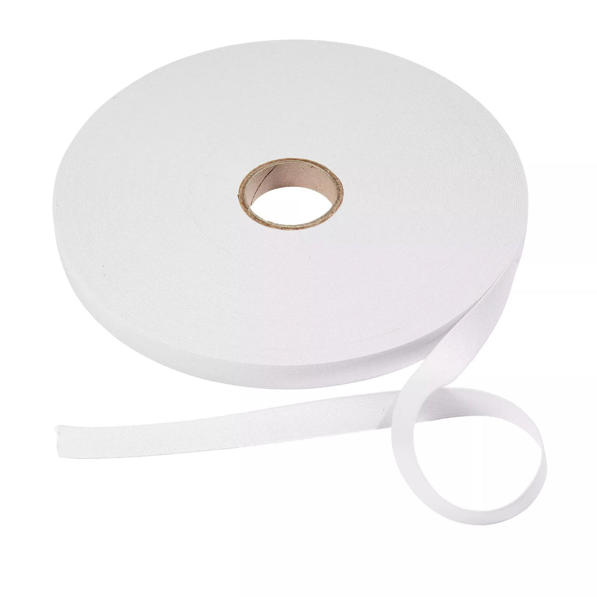 Roll of white Prym 20mm soft elastic tape for sewing and waistbands.