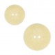Two round, cream-colored polyester sewing buttons with a subtle marble effect and two holes.