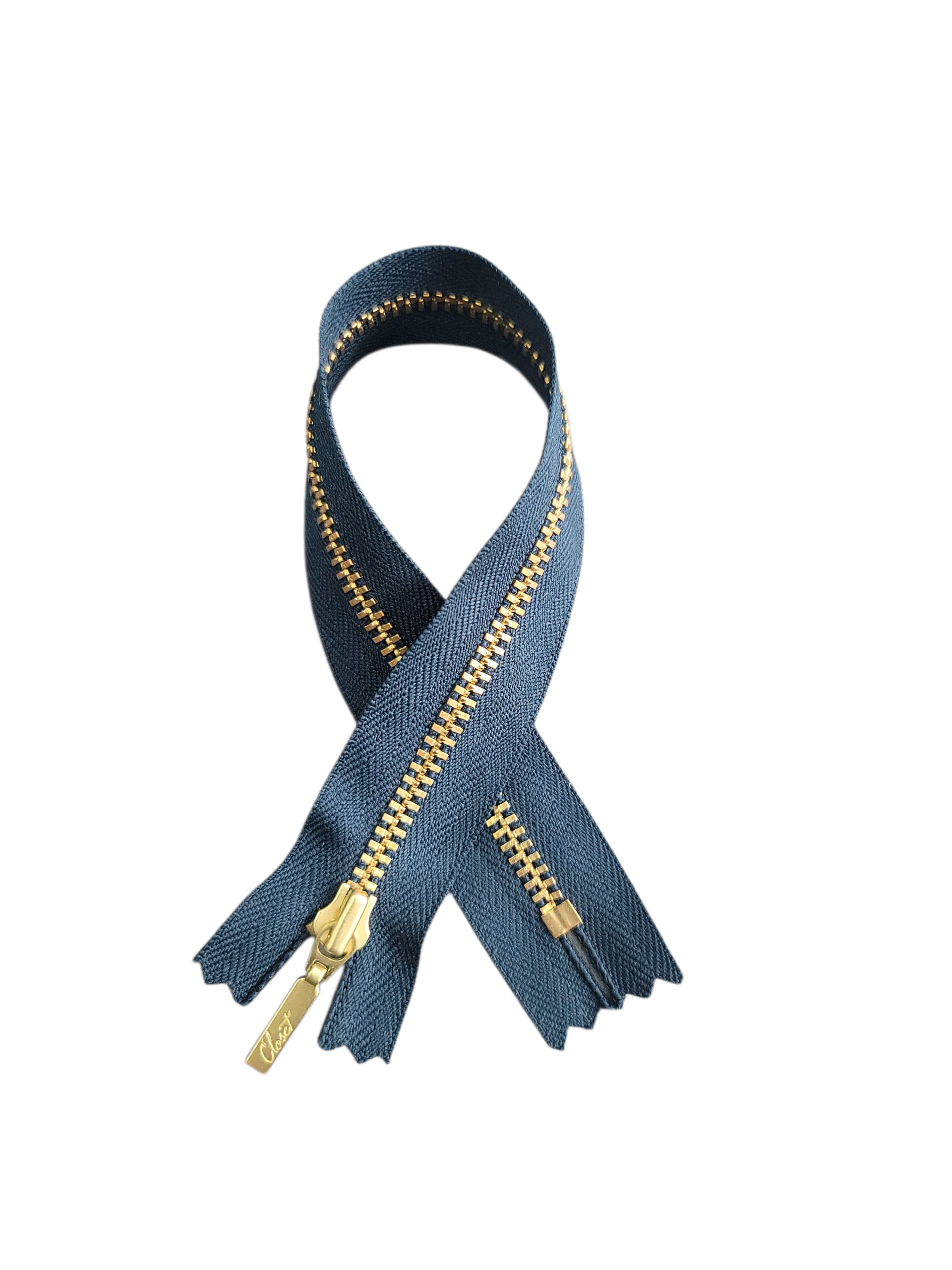 YKK Gold/ Brass Metal Closed End Zip, 25cm/ Many Colours Available