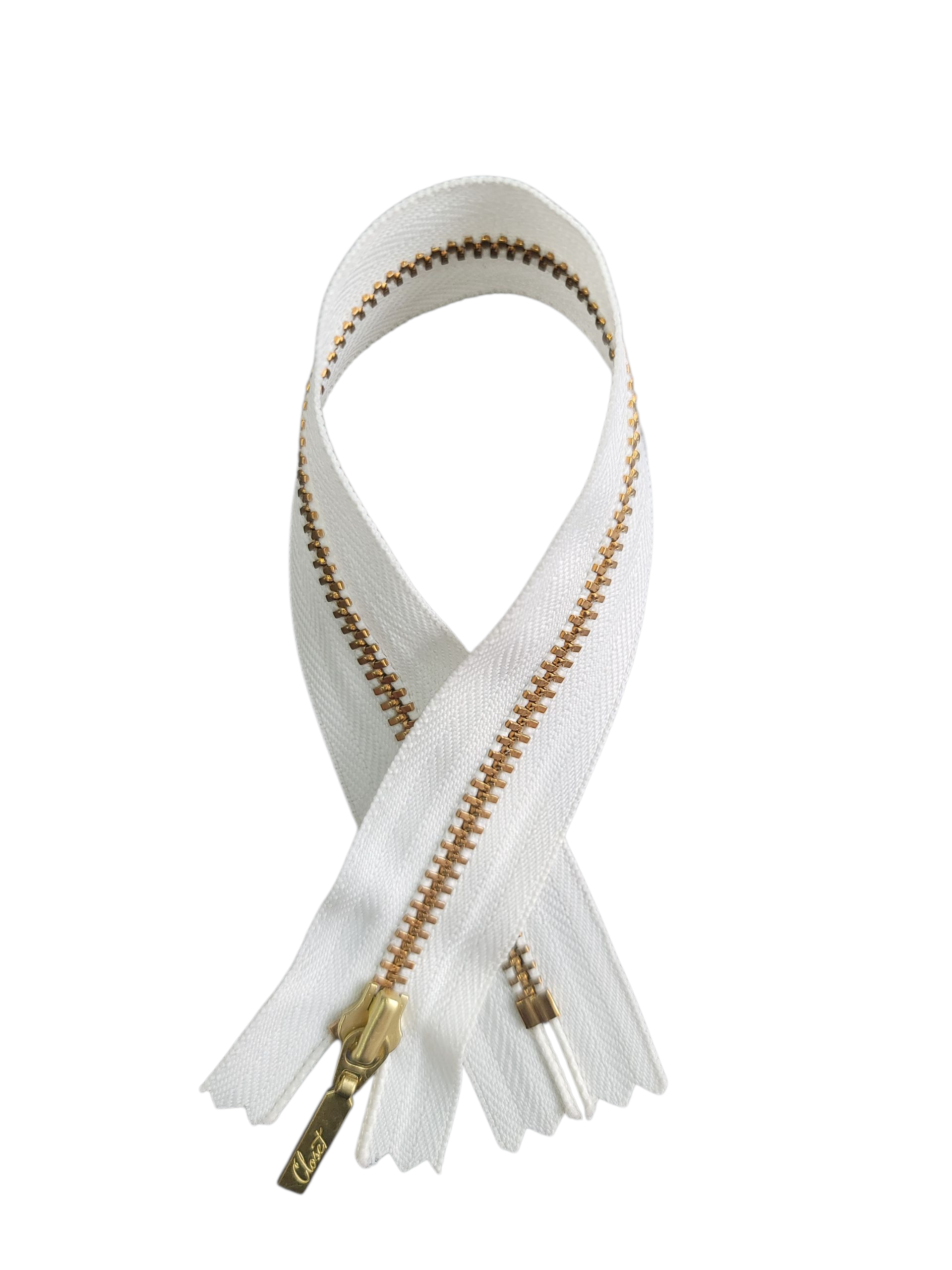 YKK Gold/ Brass Metal Closed End Zip, 25cm/ Many Colours Available