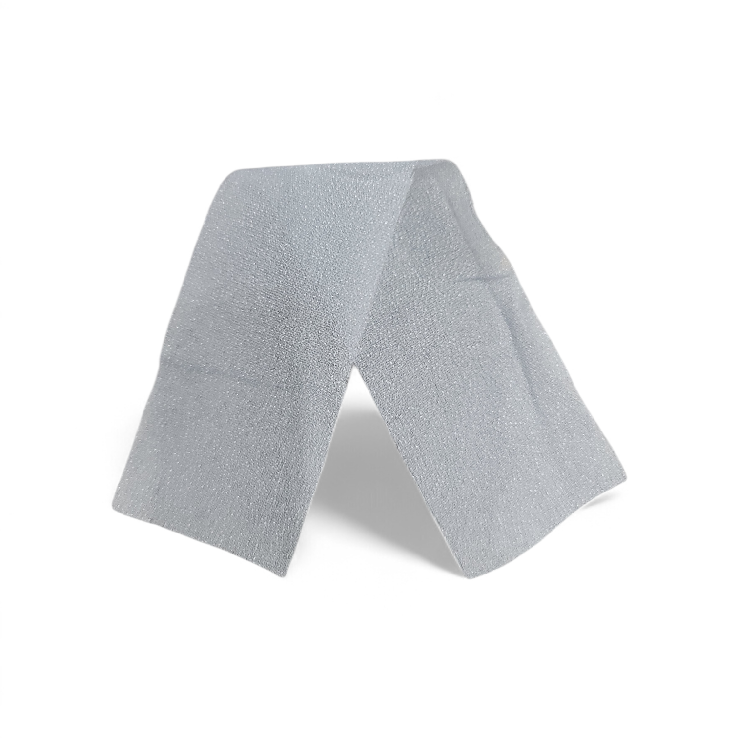 A folded piece of grey, textured fusible interlining tape.
