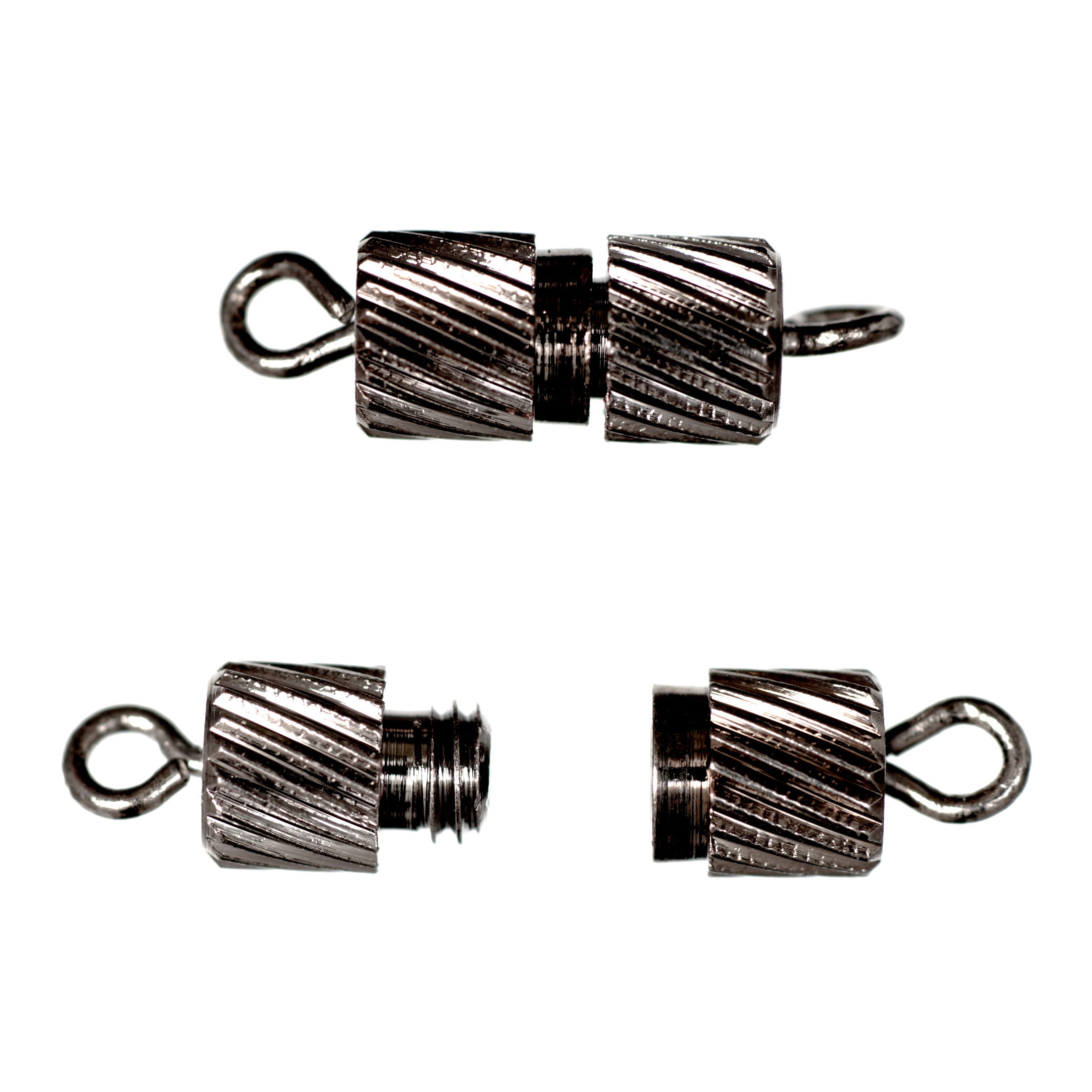 Gilt plated brass barrel clasps with screw closure, pack of 2.