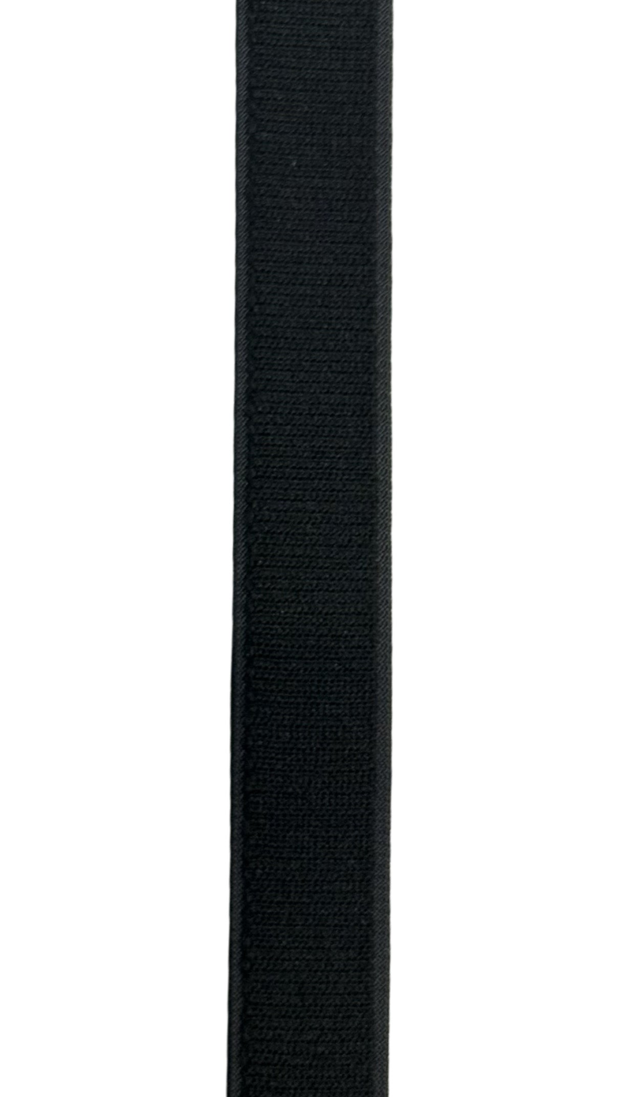 A close-up view of a single strip of black Marushin soft loop side velcro tape.