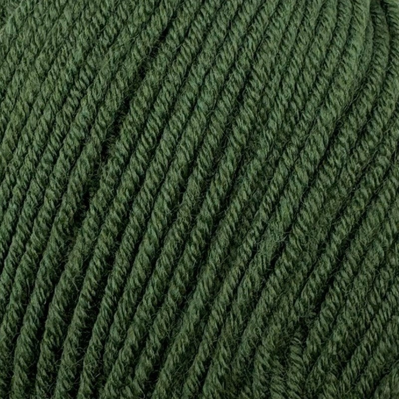 Close-up of Stylecraft Bambino DK yarn in Fierce Fern green showing twisted stitch definition.