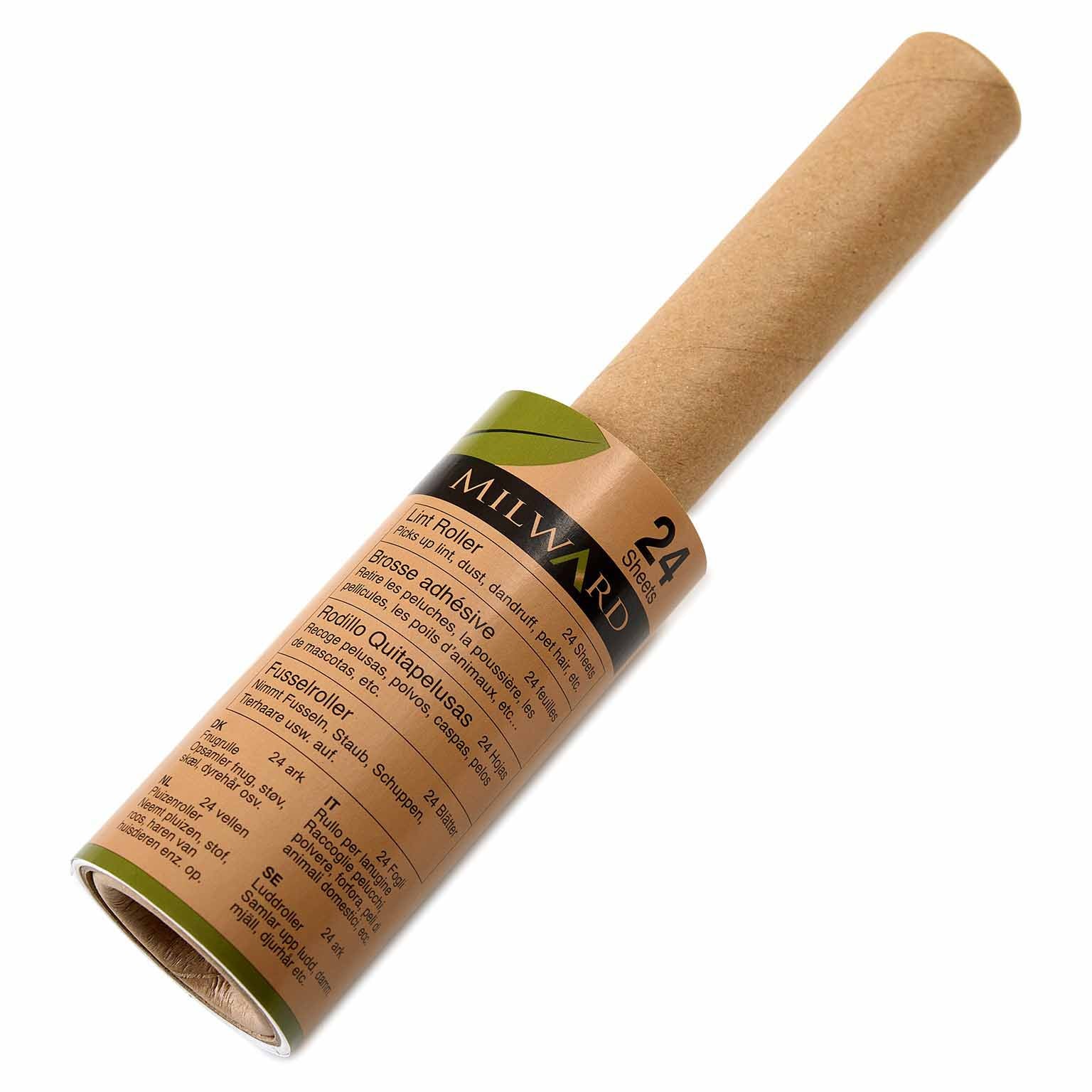 Milward Paper Handle Lint Roller – Plastic Free, 24 Sheets