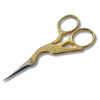 Madeira Precision Cut Embroidery Scissors – Gold-Plated Stork Style, 9cm