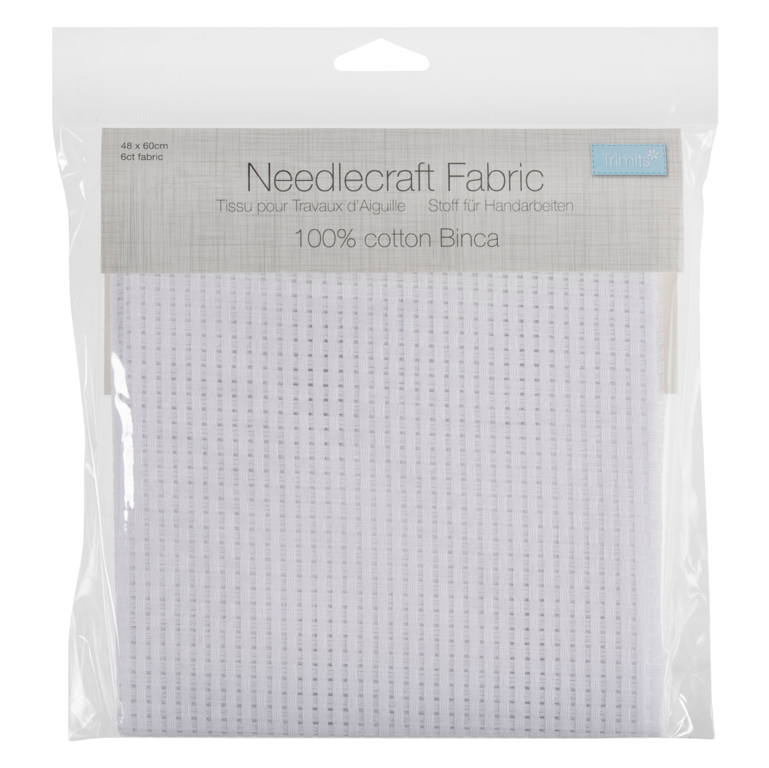 Trimits Binca Fabric – 6 Count, 48x60cm White Cotton for Needlecraft
