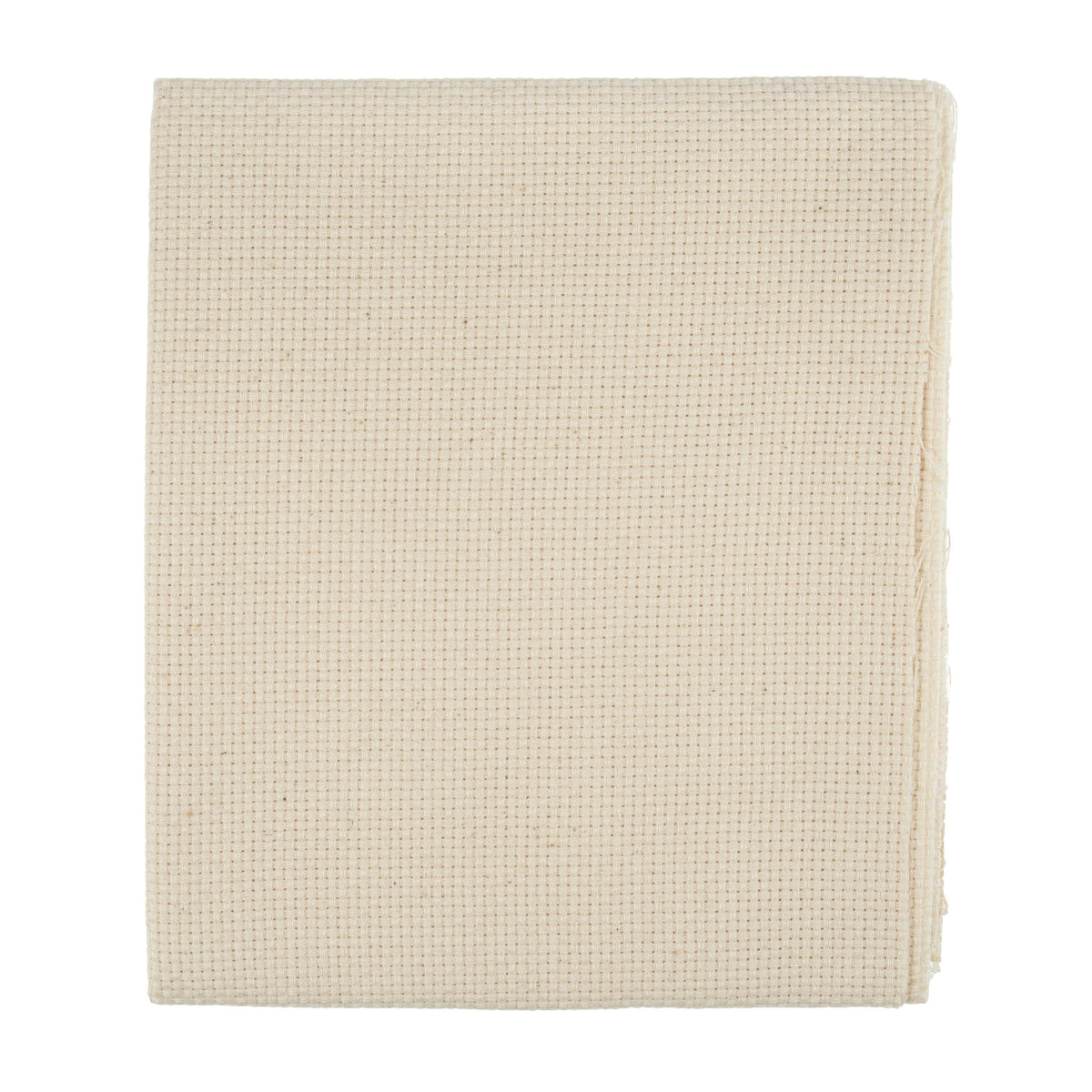 Folded cream-colored Monk's Cloth fabric for punch needle and rug hooking projects.