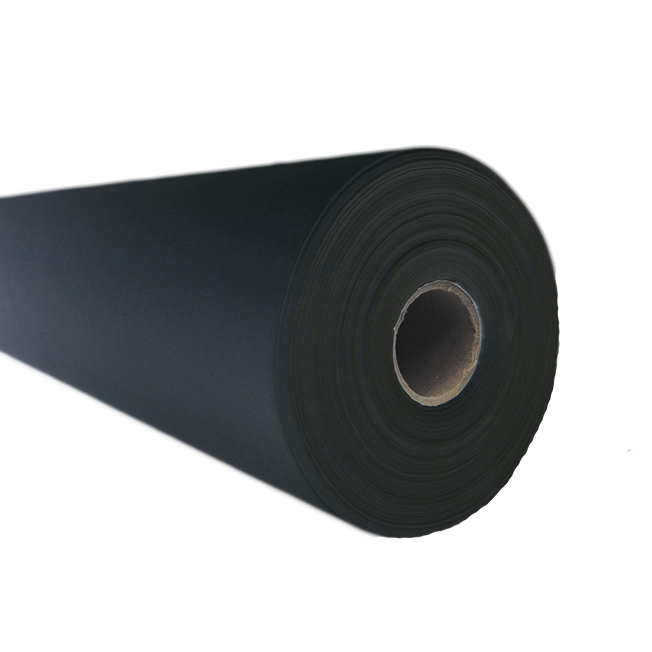 A large roll of black Madeira TotalTear Pro 40g tear-away embroidery backing on a cardboard core.