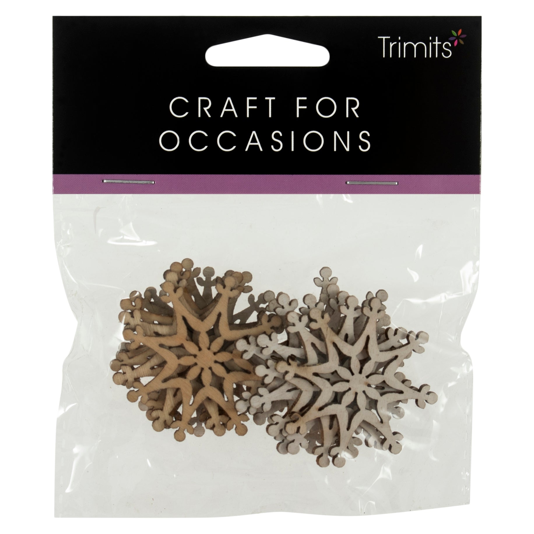 Trimits Natural Wood Snowflake Embellishments – Pack of 12
