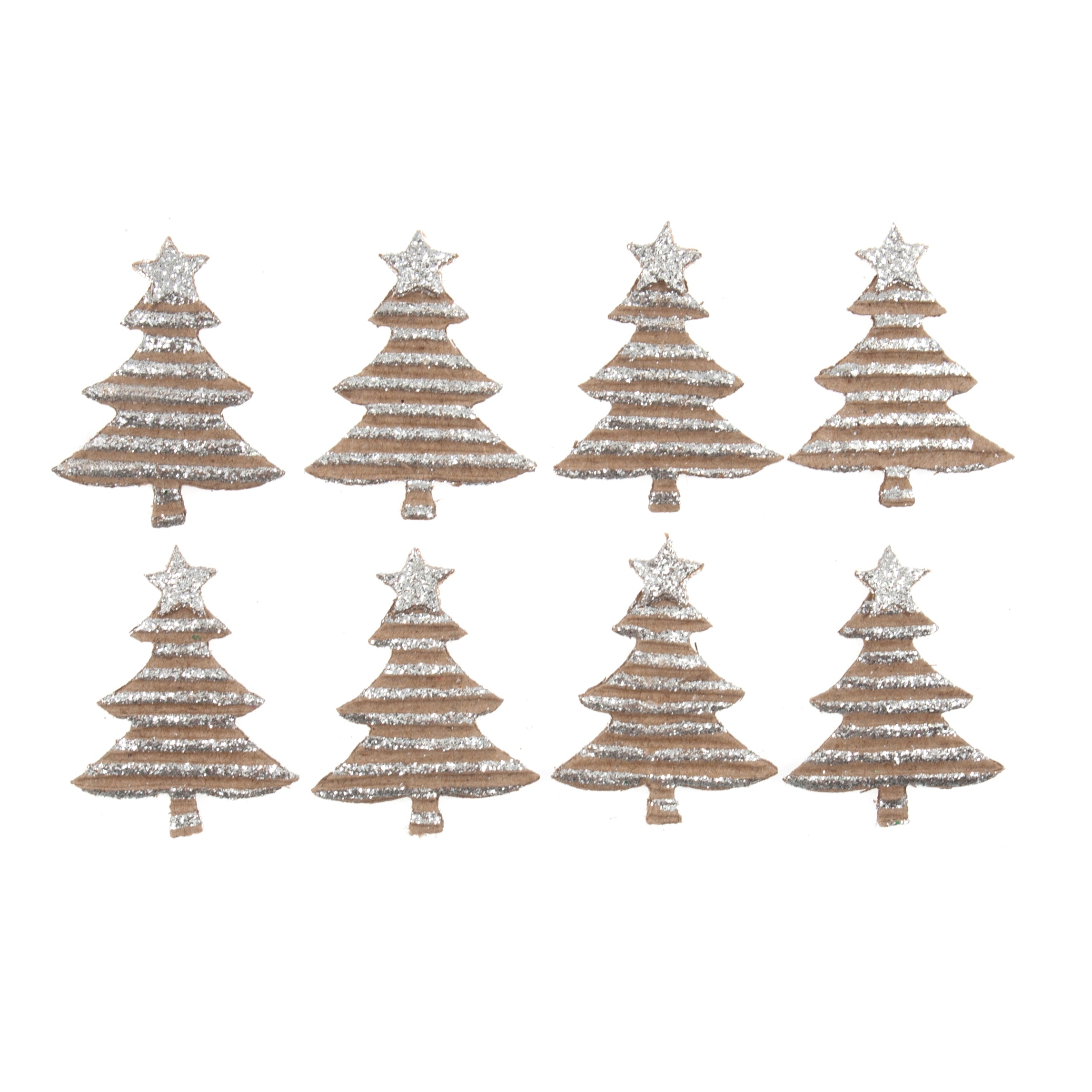 Trimits Silver Glitter Trees Embellishments – Pack of 8