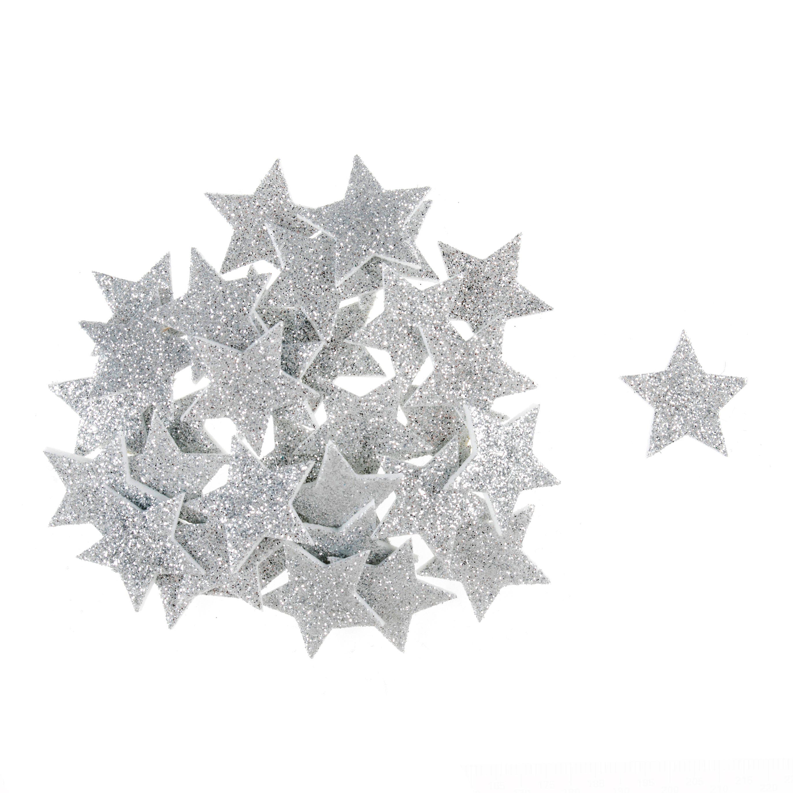 Trimits Glitter Stars Craft Embellishments – Silver Wooden Stickers (35 Pieces)