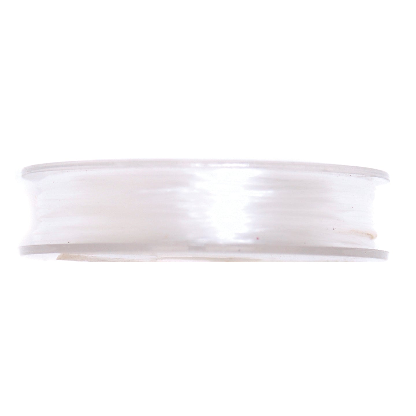 A spool of white 0.4 mm spandex elastic cord for beading and jewelry making.