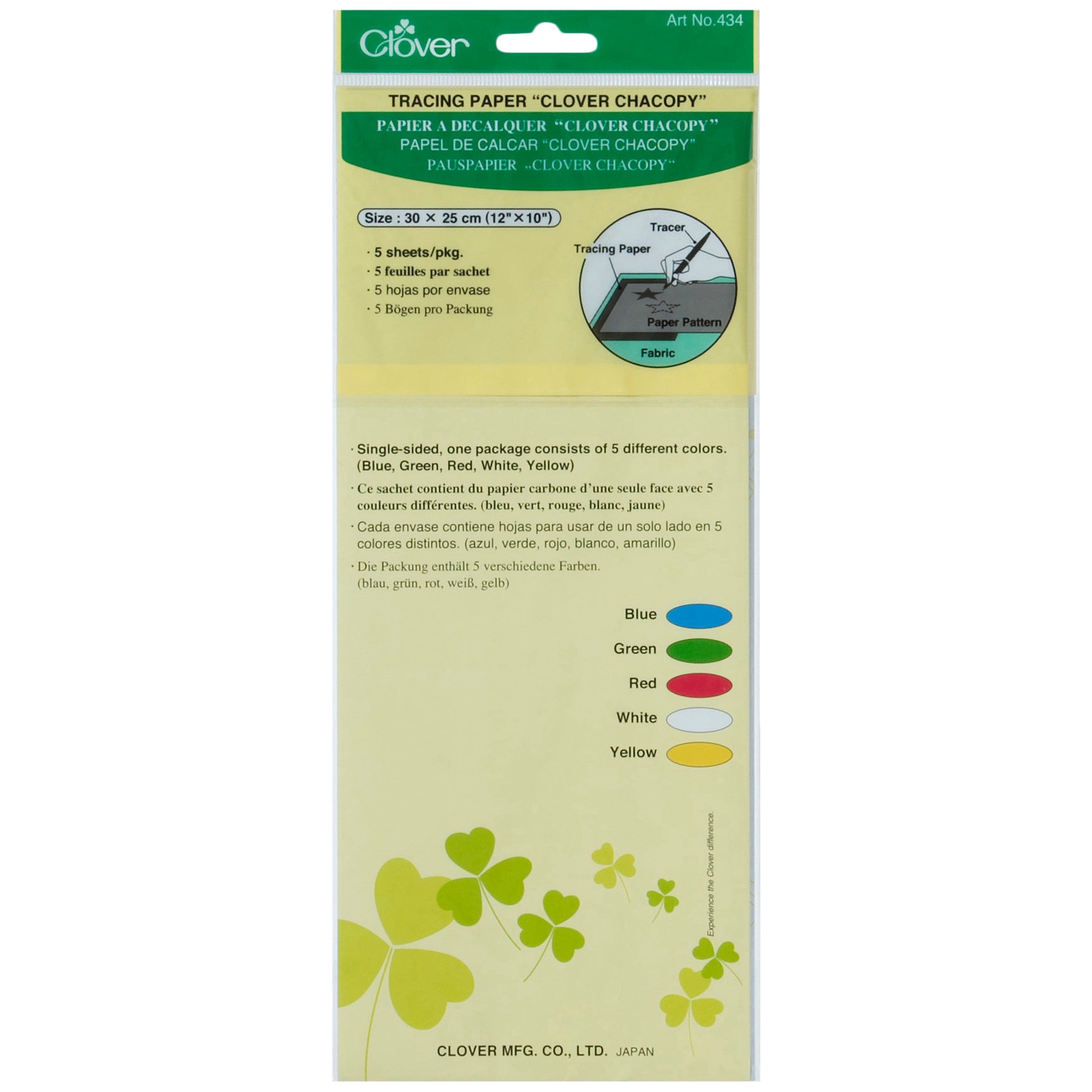 Tracing Paper – Galedi Pins Clover 5-Color Sheets 30x25cm Pack
