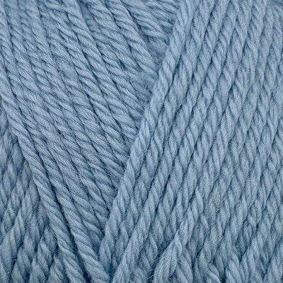 Close-up of Stylecraft Naturals Pure Wool DK yarn in Cloud Blue showing twisted stitch definition.