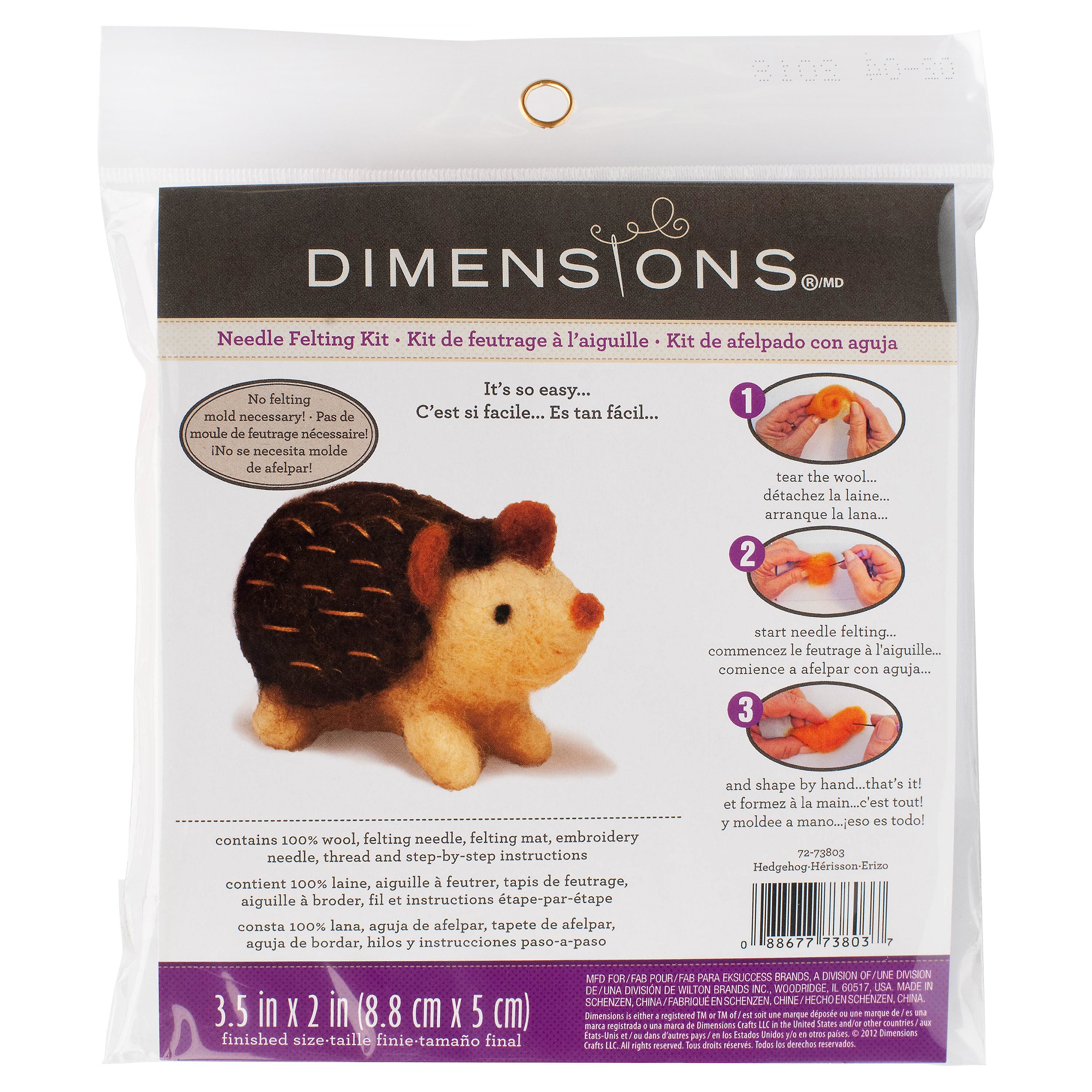 Galedi Pins Hedgehog Needle Felting Kit – Wool Roving Craft