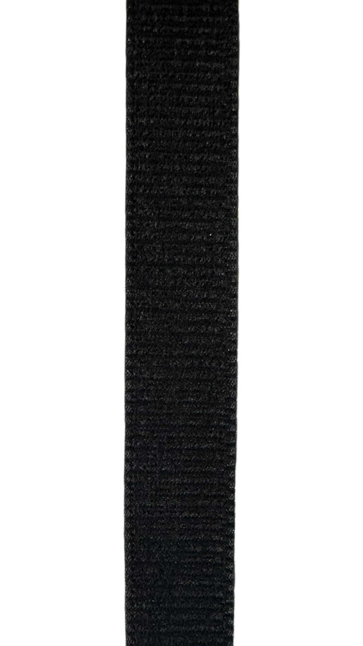 Close-up of a black, super fine hook and loop sticky tape strip.