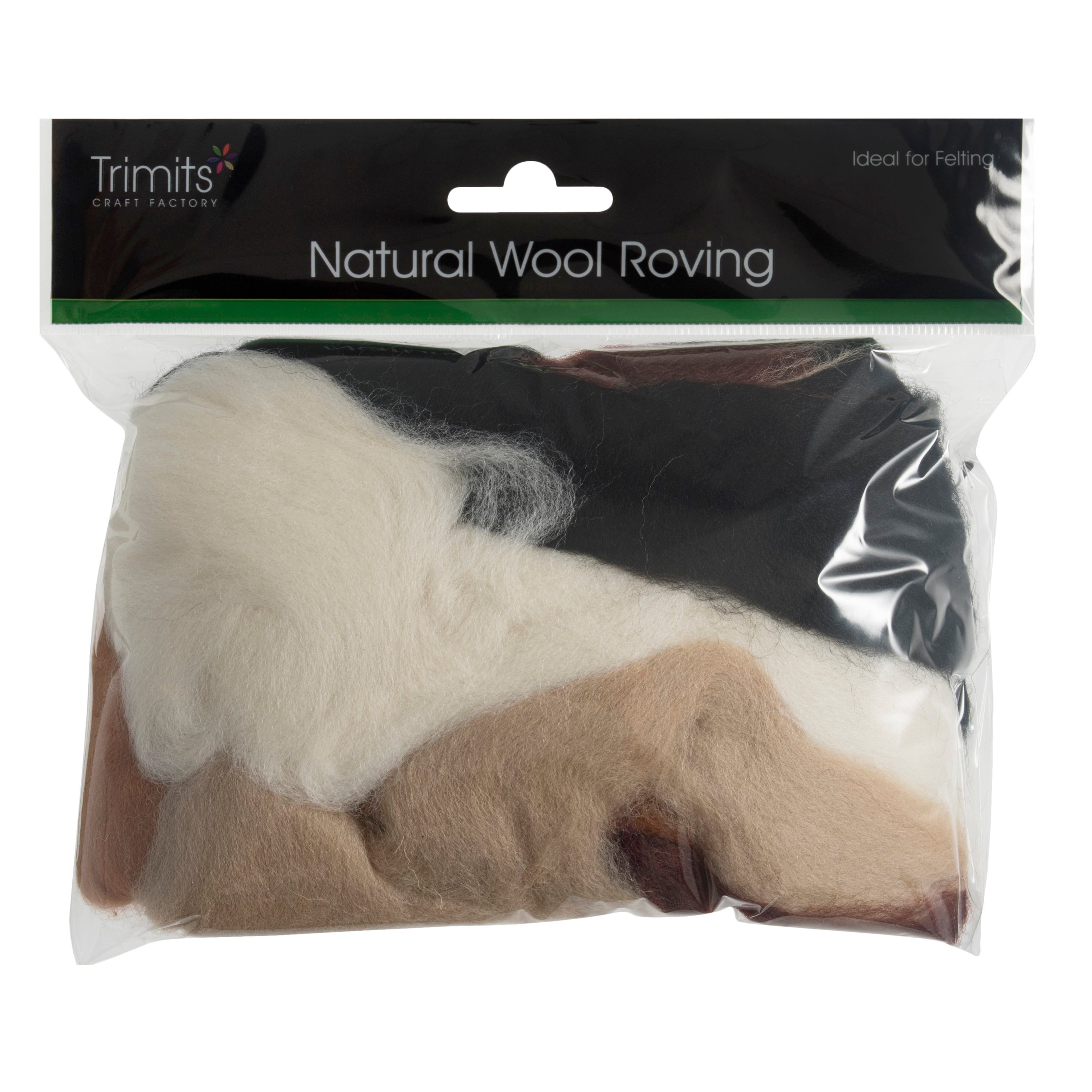Trimits Natural Wool Roving – 50g Assorted Brown Shades