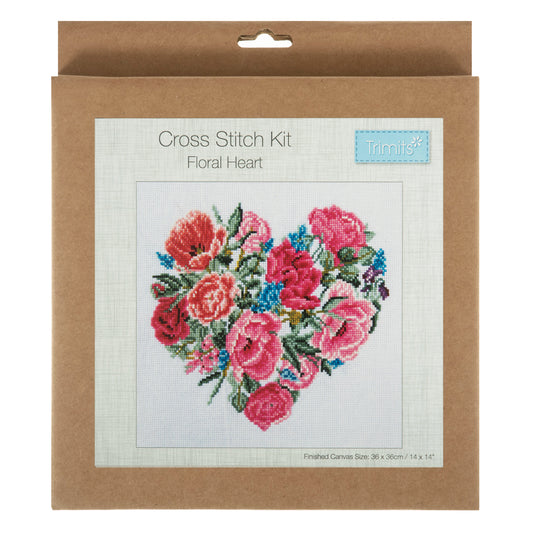 Cross Stitch Kit Floral Heart