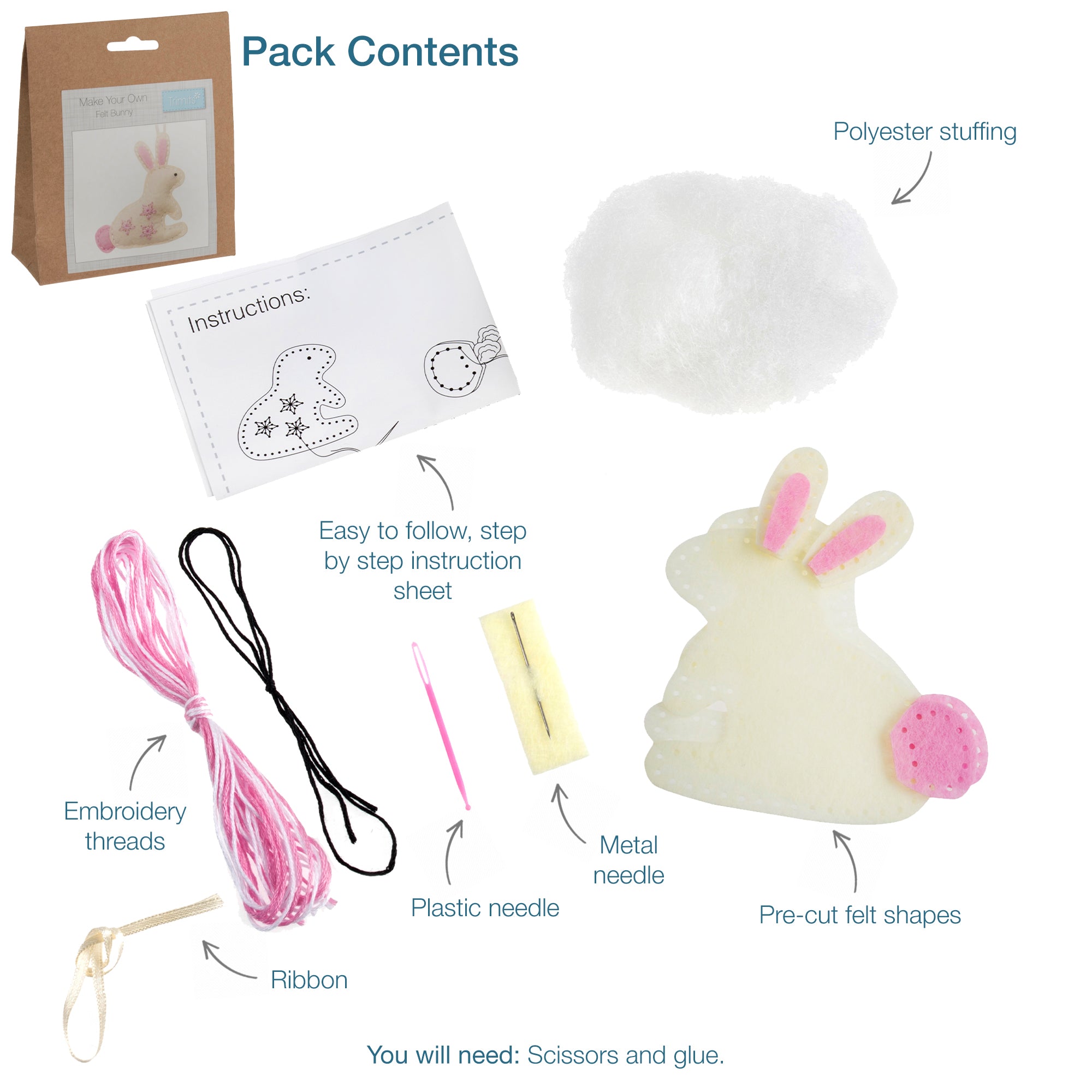 Trimits Felt Decoration Kit – Bunny Craft Kit