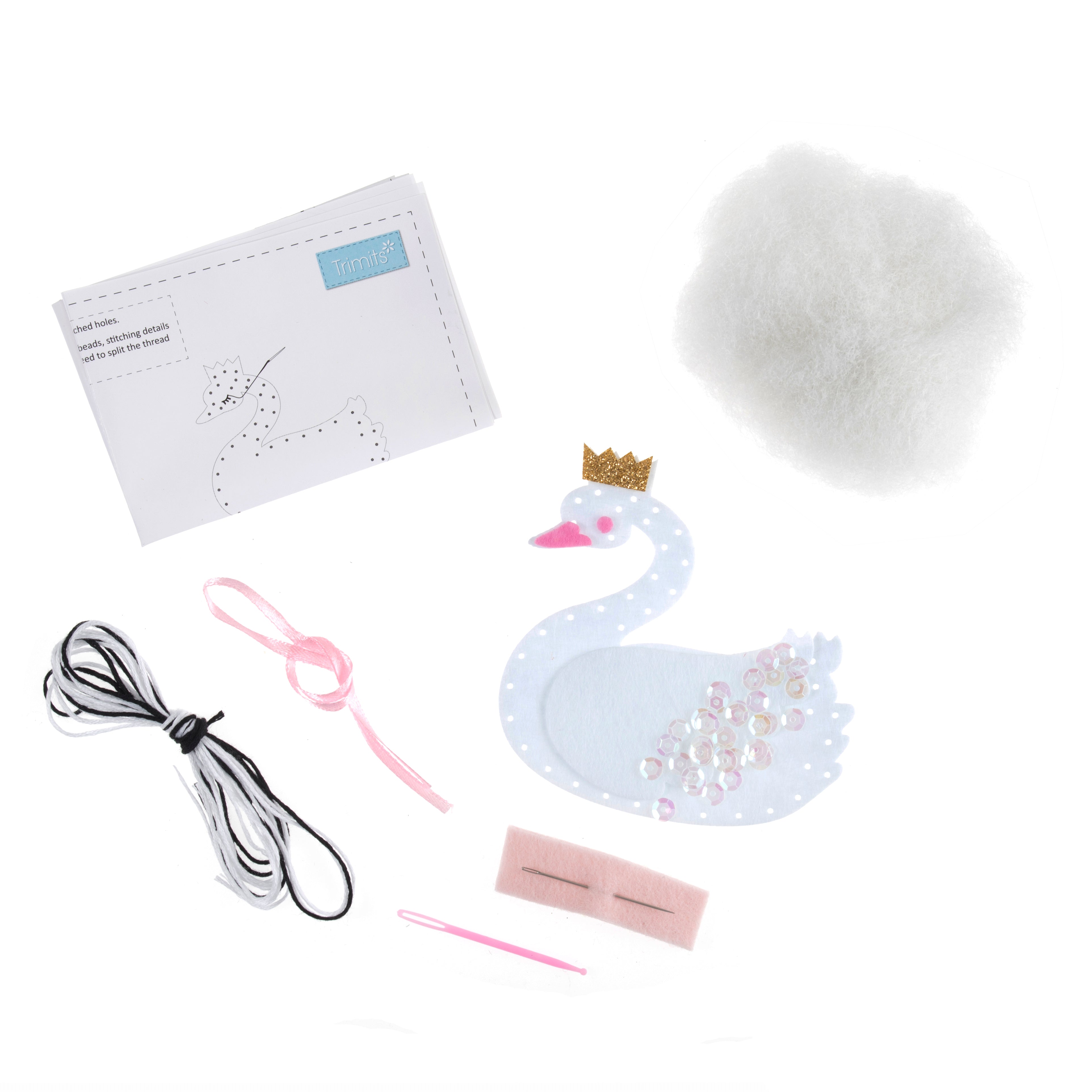 Trimits Swan with Crown Felt Decoration Kit – Christmas Craft