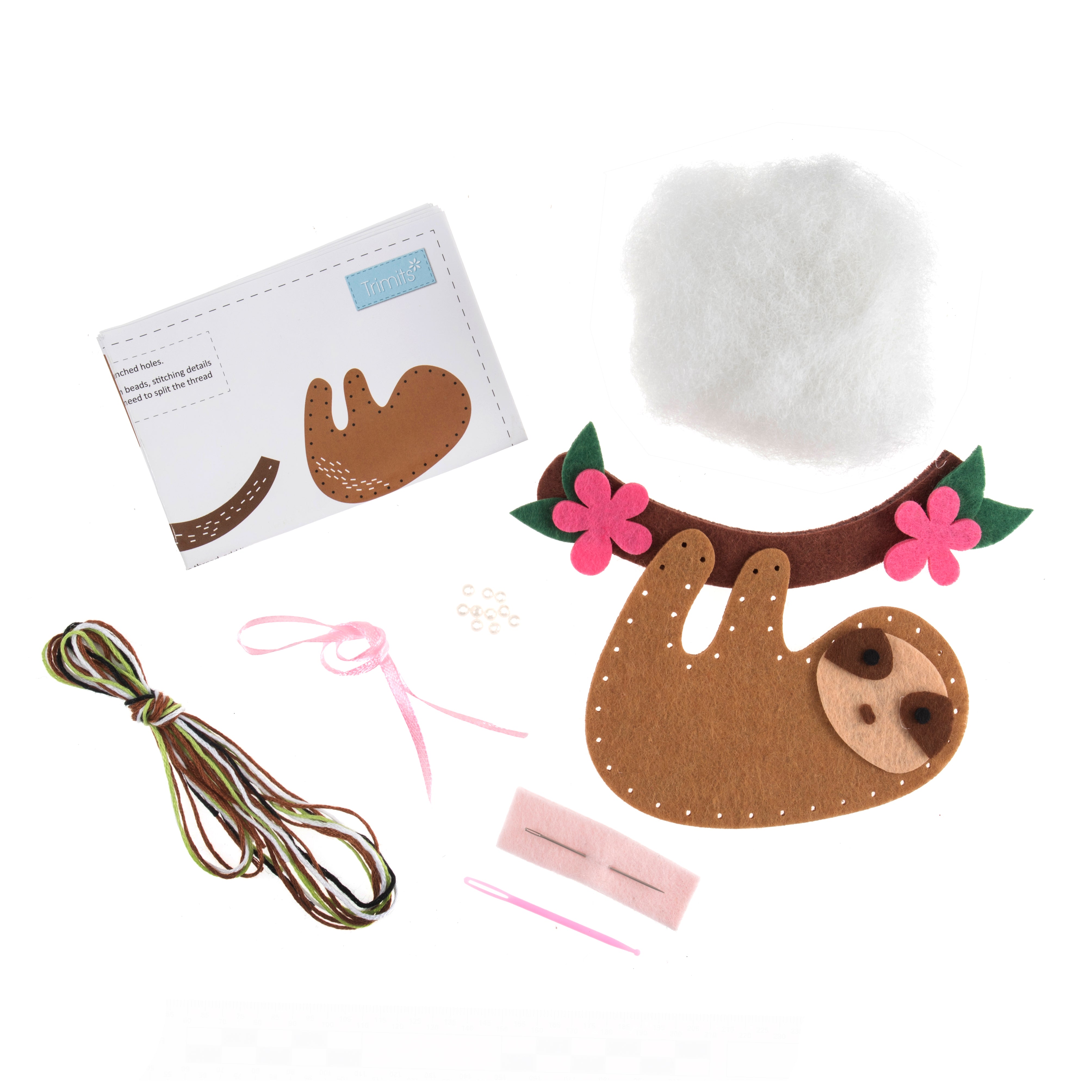 Trimits Sloth Felt Decoration Kit | Beginner Craft