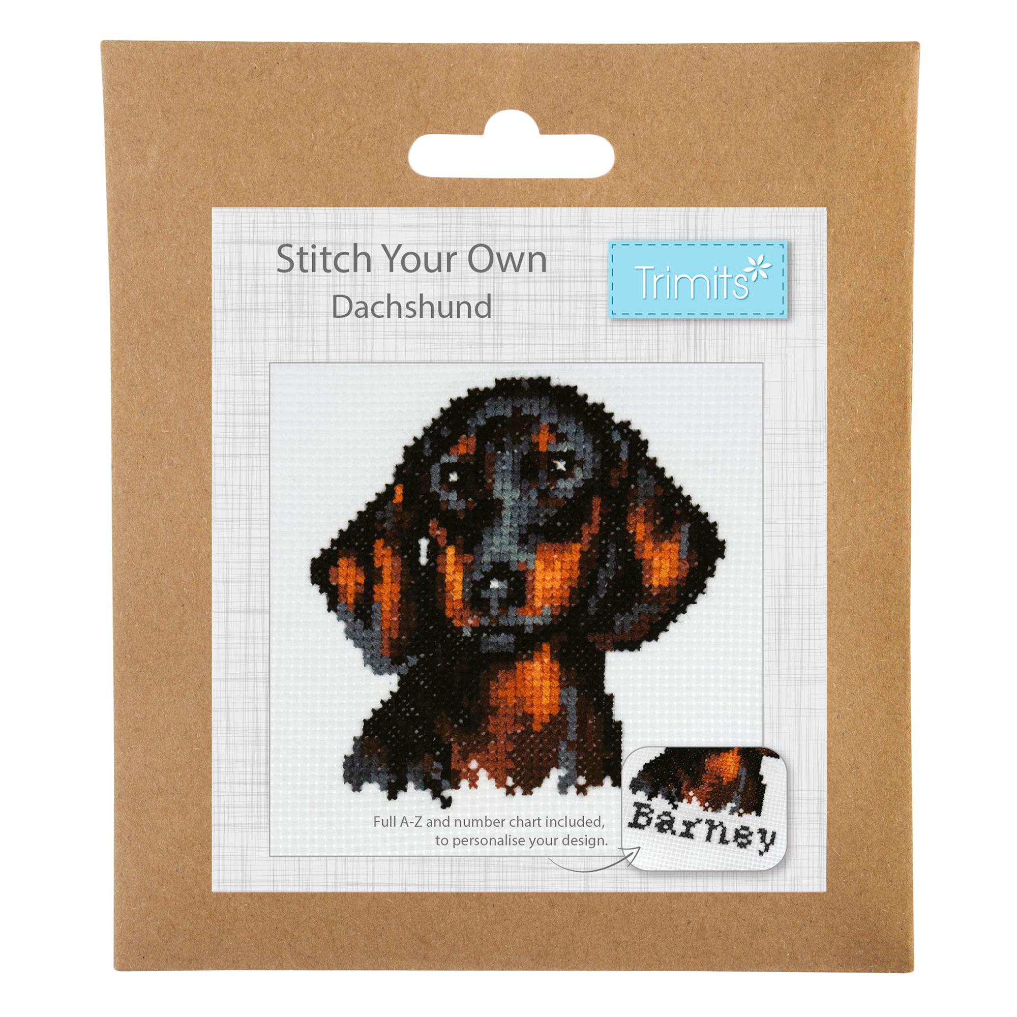 Trimits Mini Counted Cross Stitch Kit, Dachshund Design, 11 Count Aida