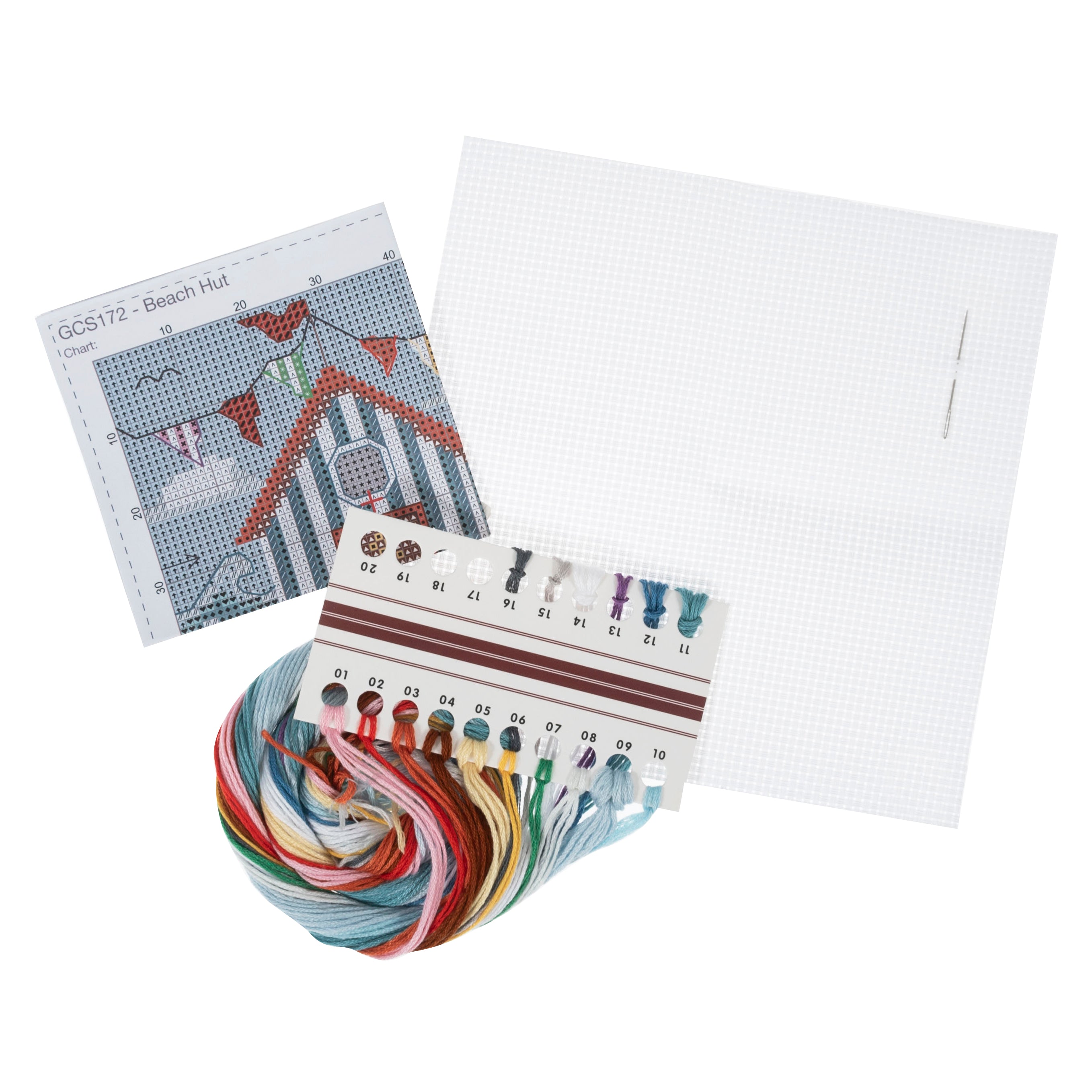 Trimits Mini Counted Cross Stitch Kit, Beach Hut Design, 11 Count Aida