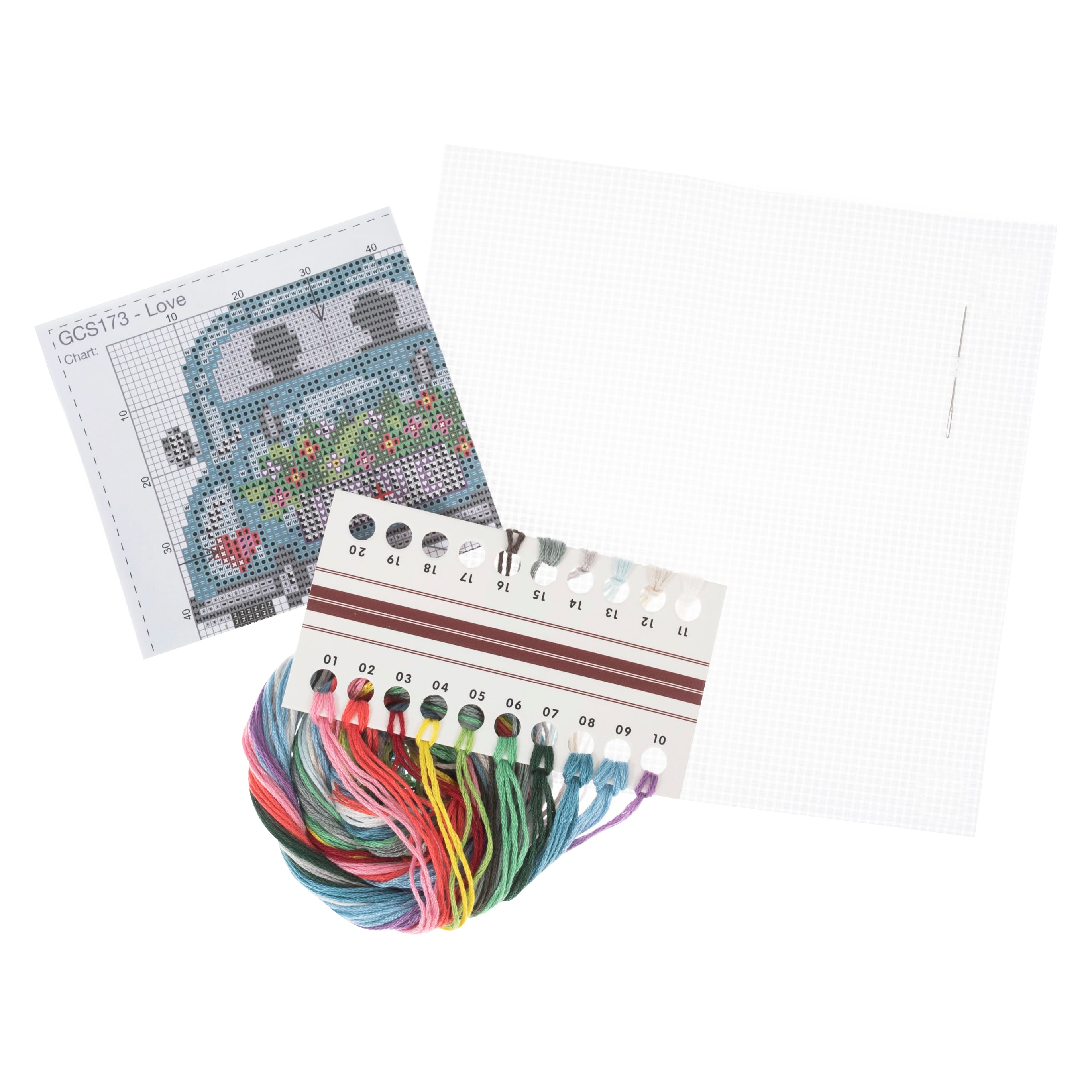 Trimits Love Mini Counted Cross Stitch Kit, 11 Count White Aida, 13x13cm