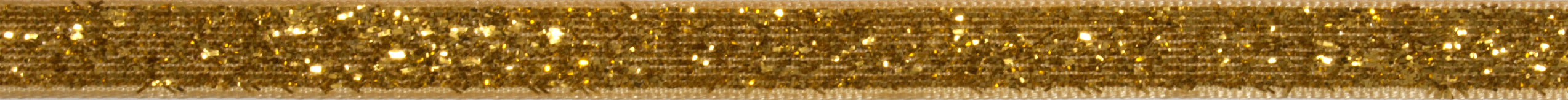 Gold glitter velvet ribbon with a textured edge.