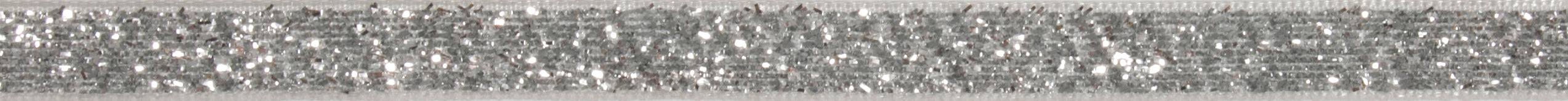 Silver glitter velvet ribbon with a white edge.