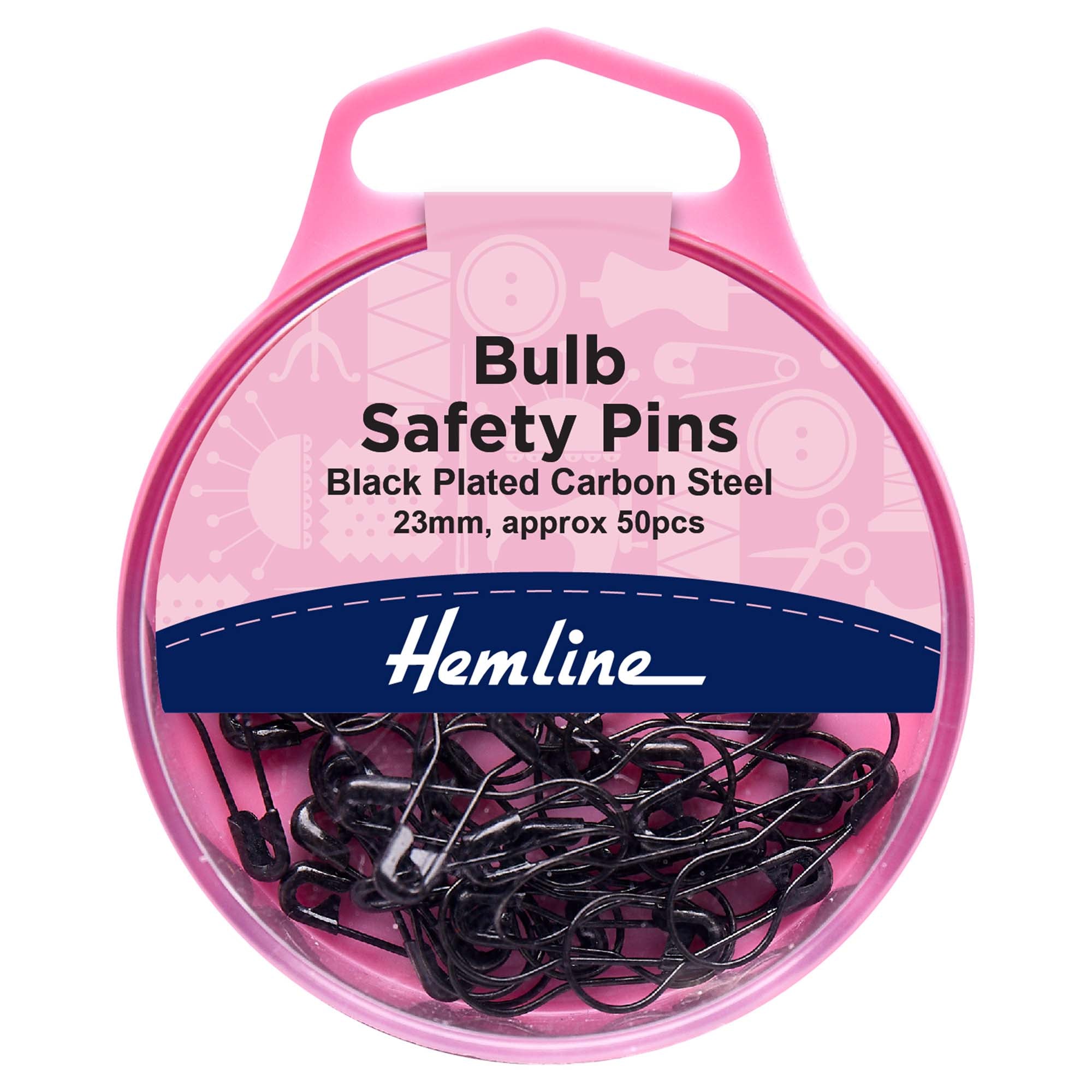 Safety Pins: Bulb: 23mm: Black: 50 Pieces