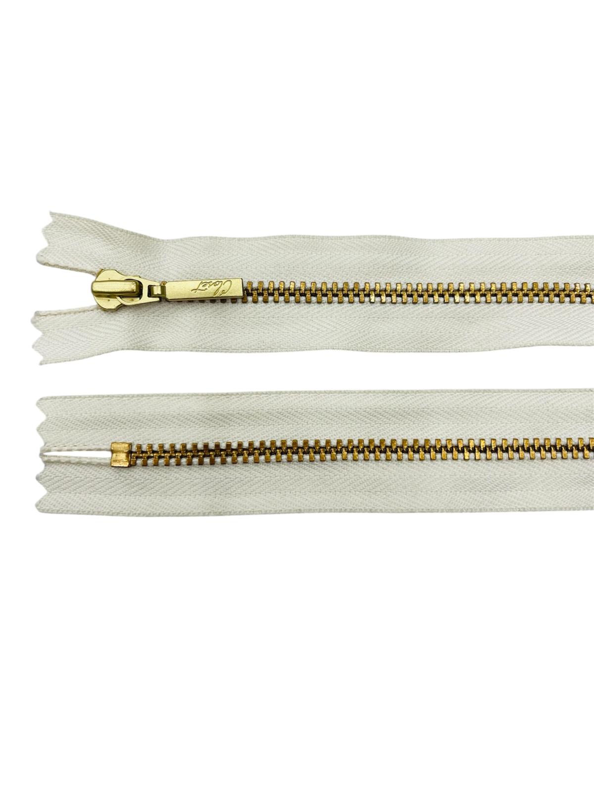 YKK Size 3 Closed End Gold Metal Zip | 55cm