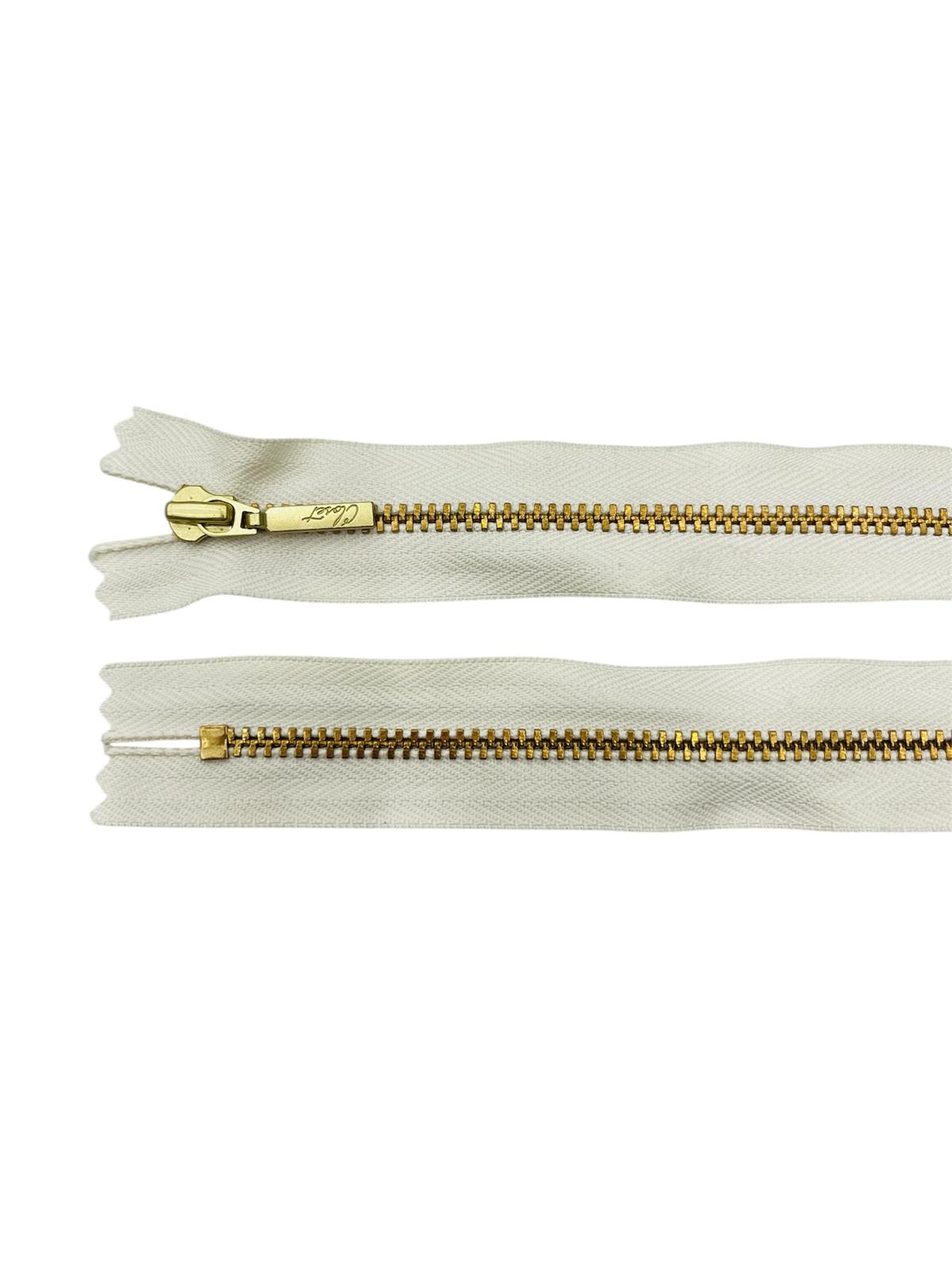 YKK Size 3 Closed End Gold Metal Zip | 55cm