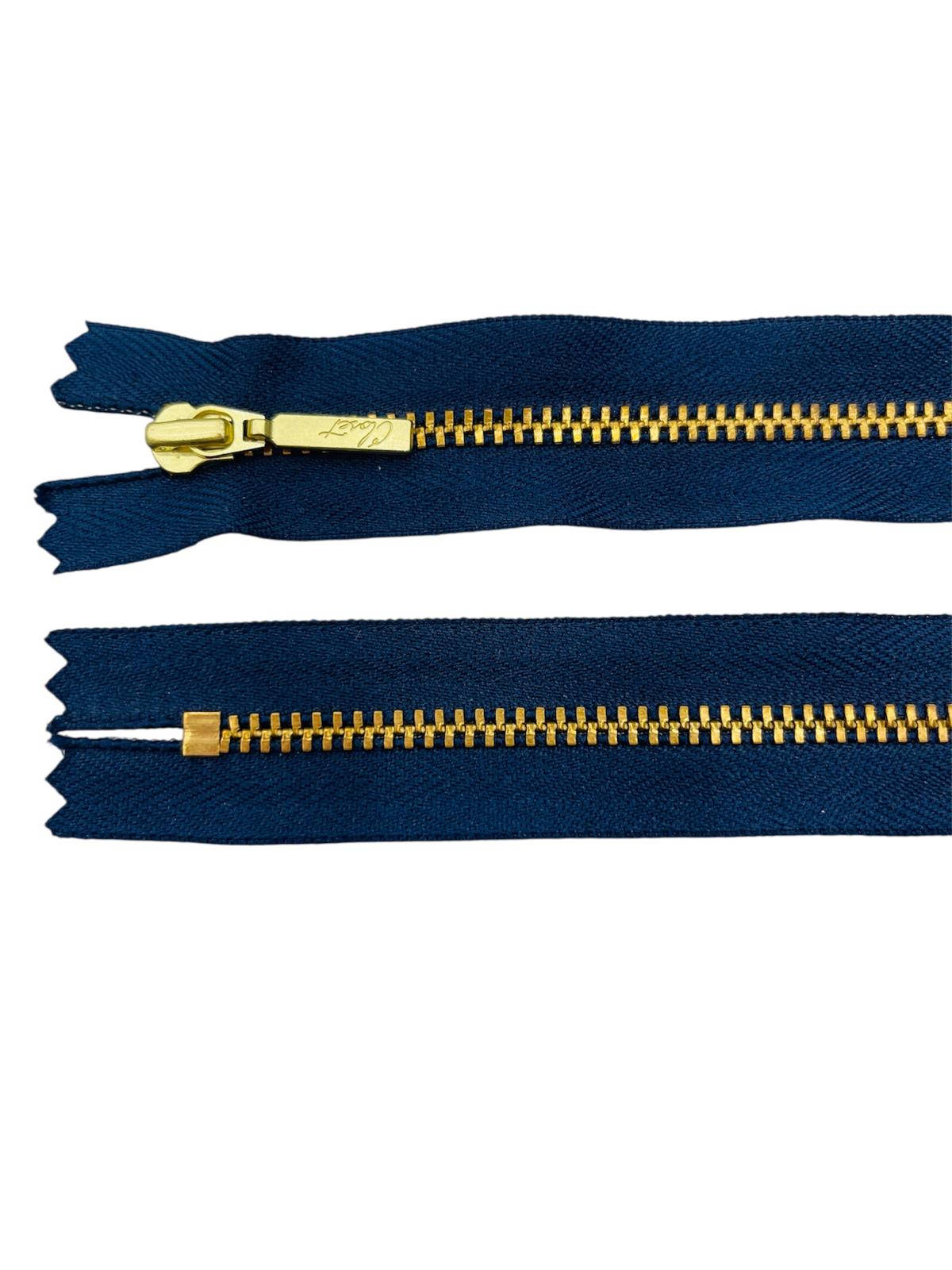 YKK Size 3 Closed End Gold Metal Zip | 55cm