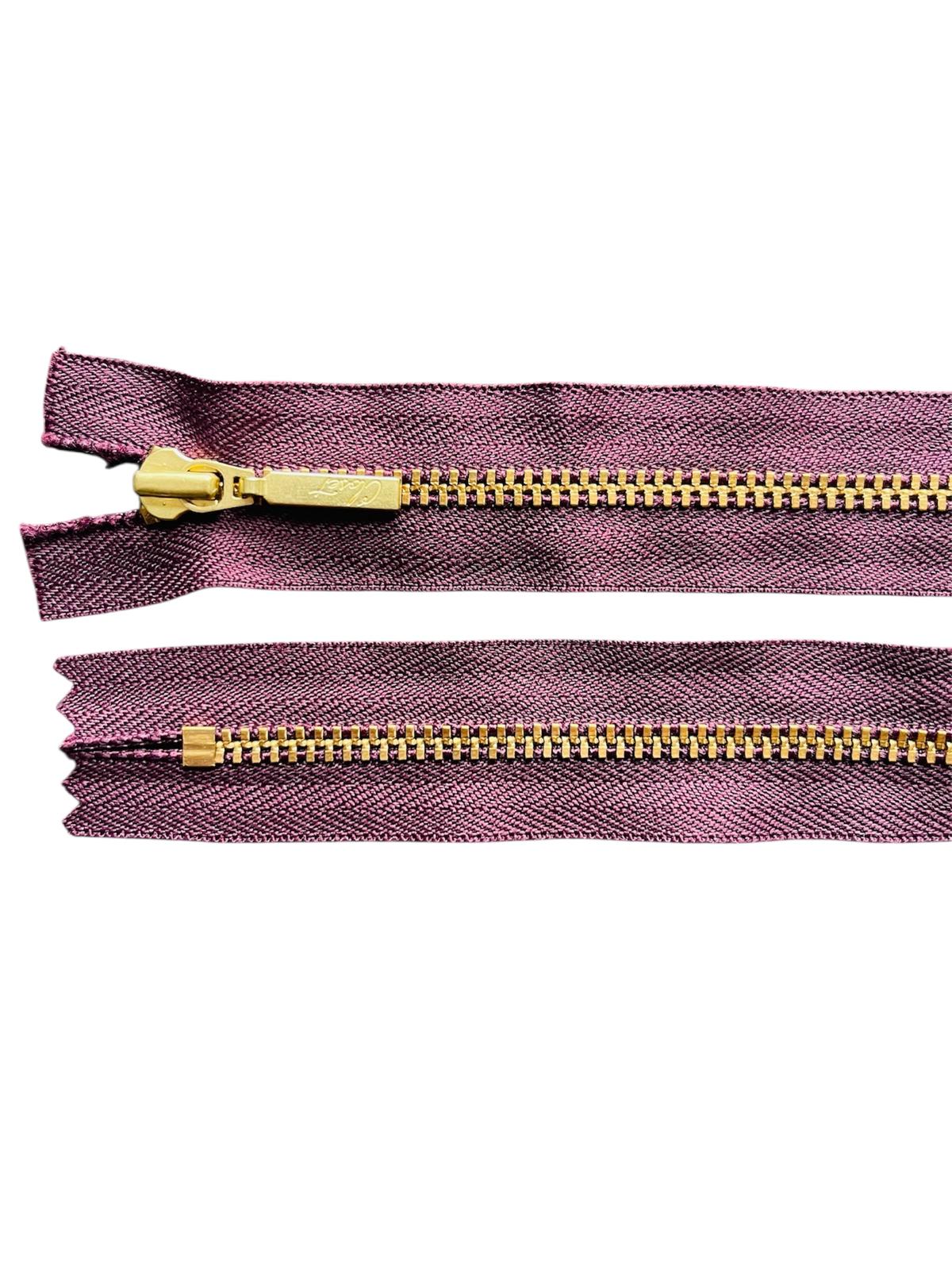 YKK Size 3 Closed End Gold Metal Zip | 55cm