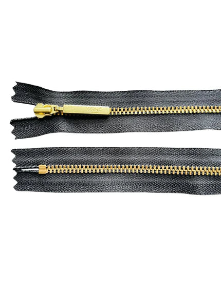 YKK Size 3 Closed End Gold Metal Zip | 55cm