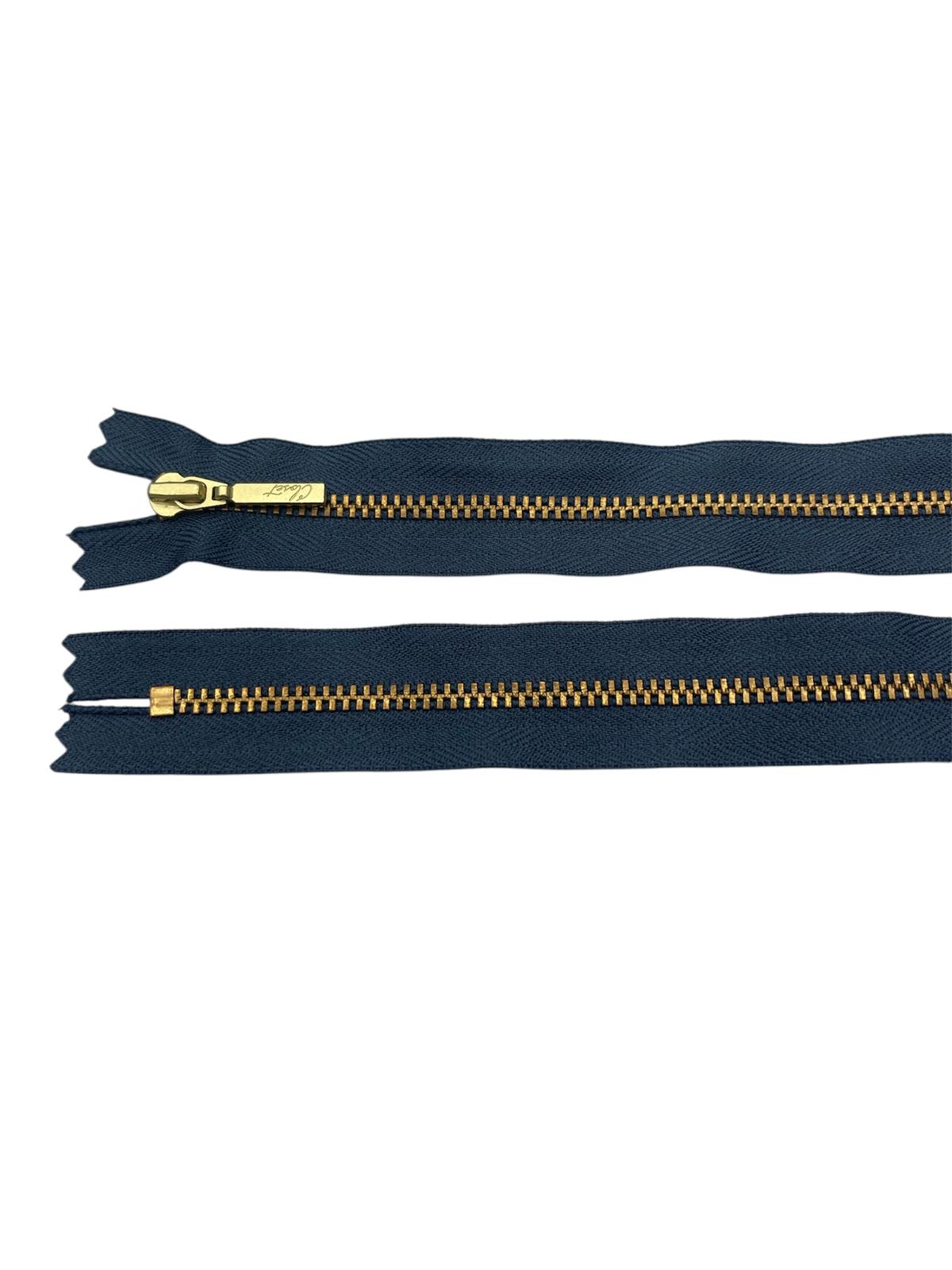 YKK Size 3 Closed End Gold Metal Zip | 55cm