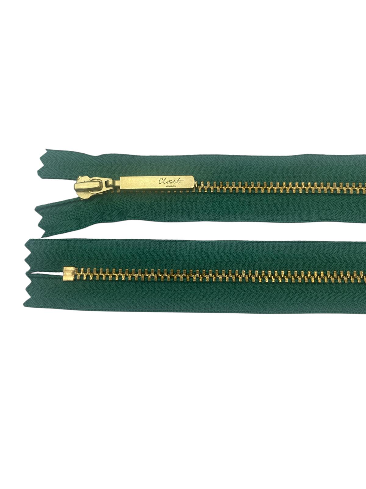 YKK Size 3 Closed End Gold Metal Zip | 55cm