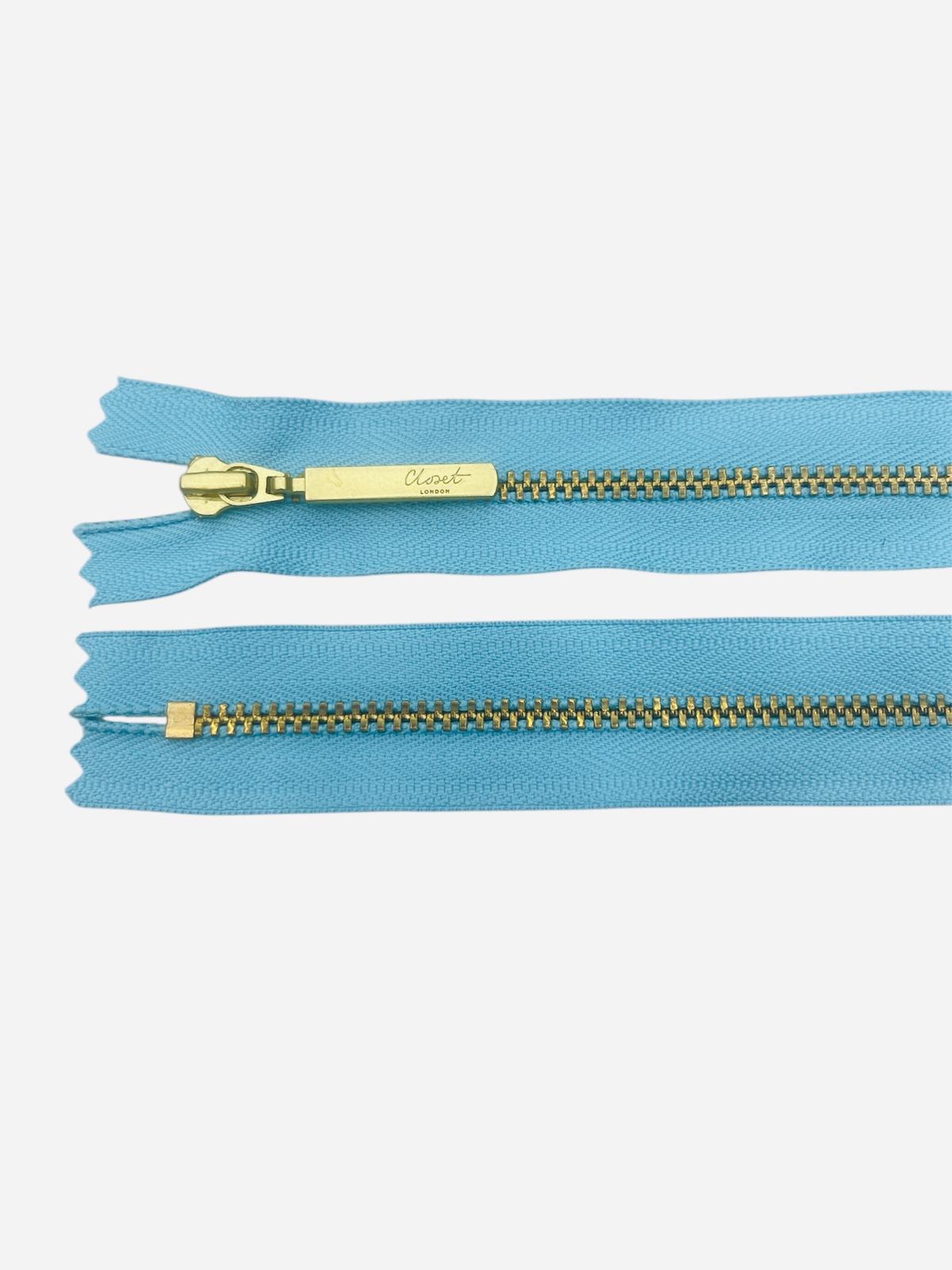 YKK Size 3 Closed End Gold Metal Zip | 55cm