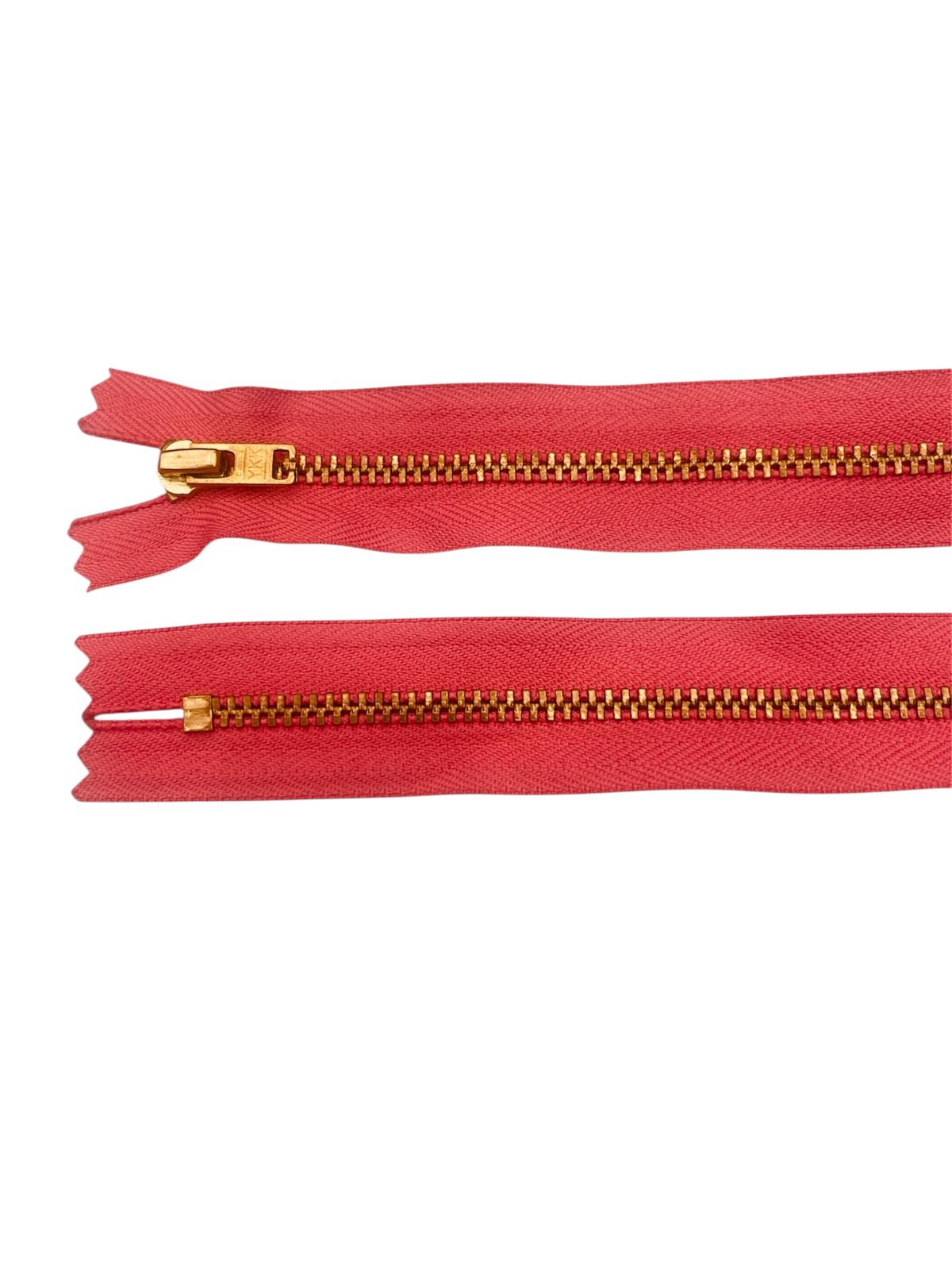 YKK Size 3 Closed End Gold Metal Zip | 55cm