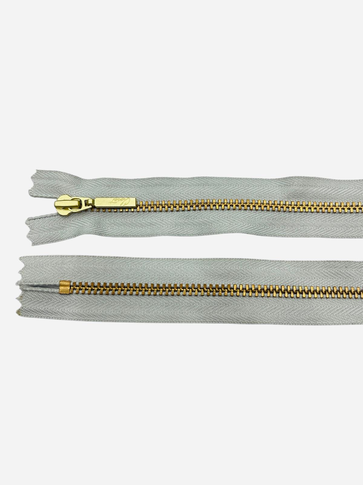 YKK Size 3 Closed End Gold Metal Zip | 55cm