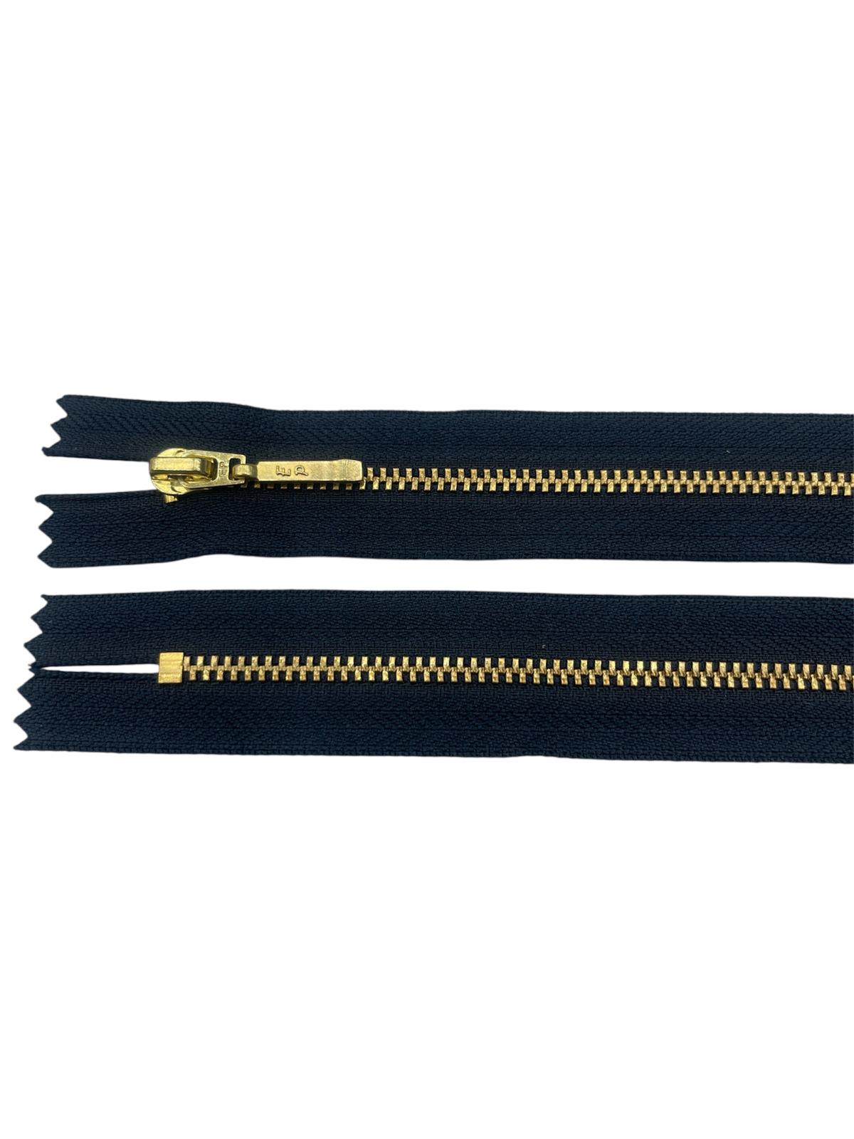 YKK Size 3 Closed End Gold Metal Zip | 55cm