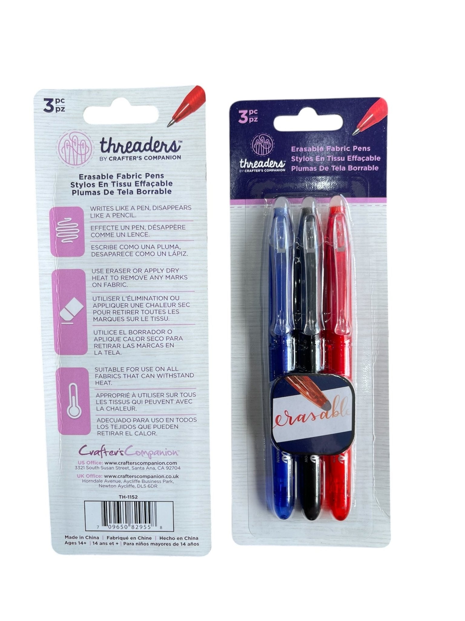 Threaders Erasable Fabric Pens, 3pc - Galedi Pins