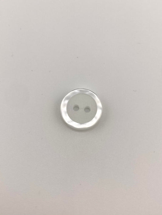 White Mother of Pearl Effect Button, 15mm, 2-holes